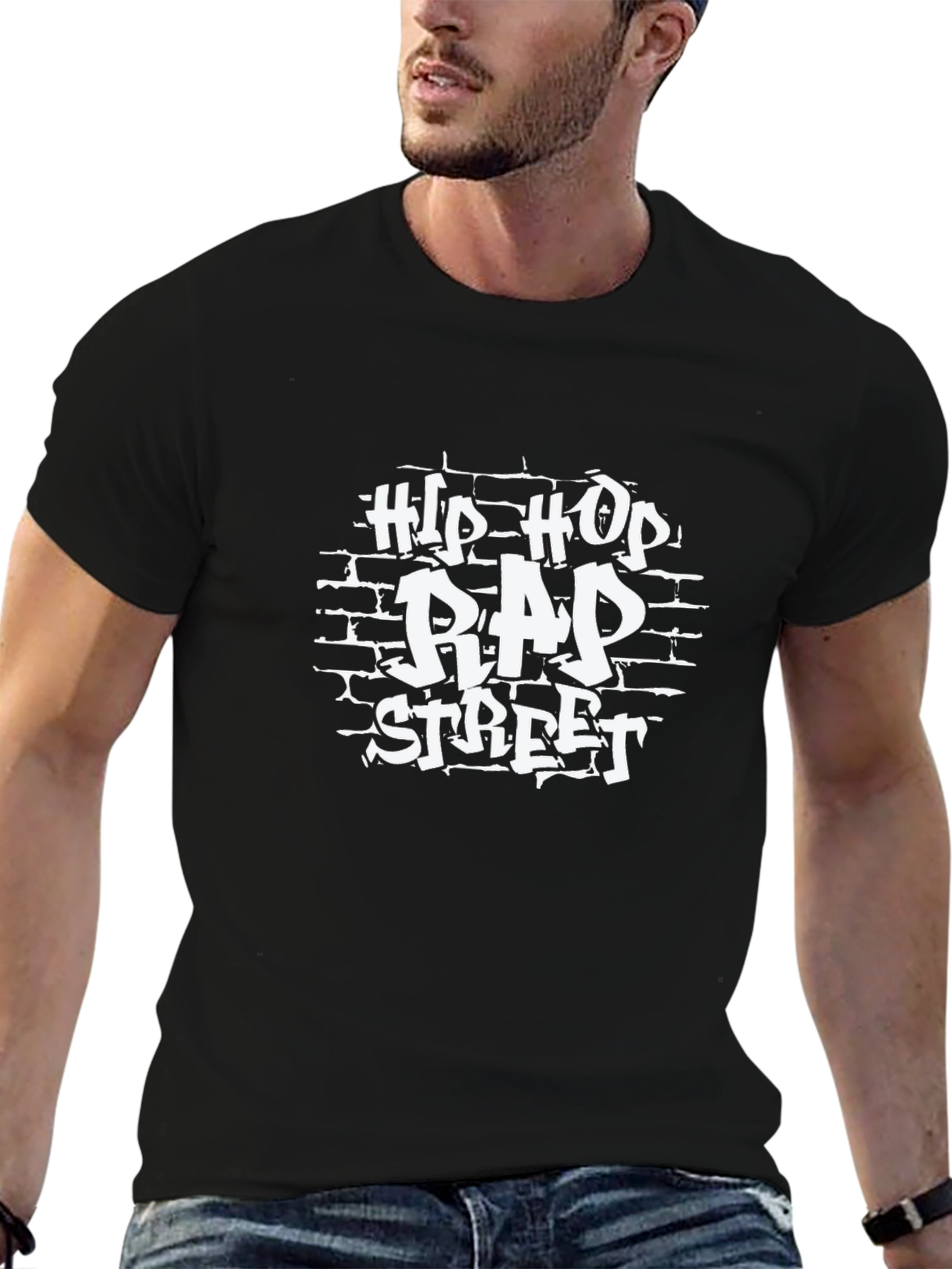 Hip Hop Rap Street Graphic Black T-Shirt
