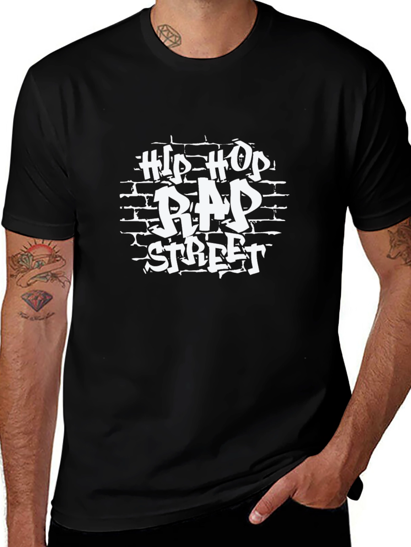 Hip Hop Rap Street Graphic Black T-Shirt