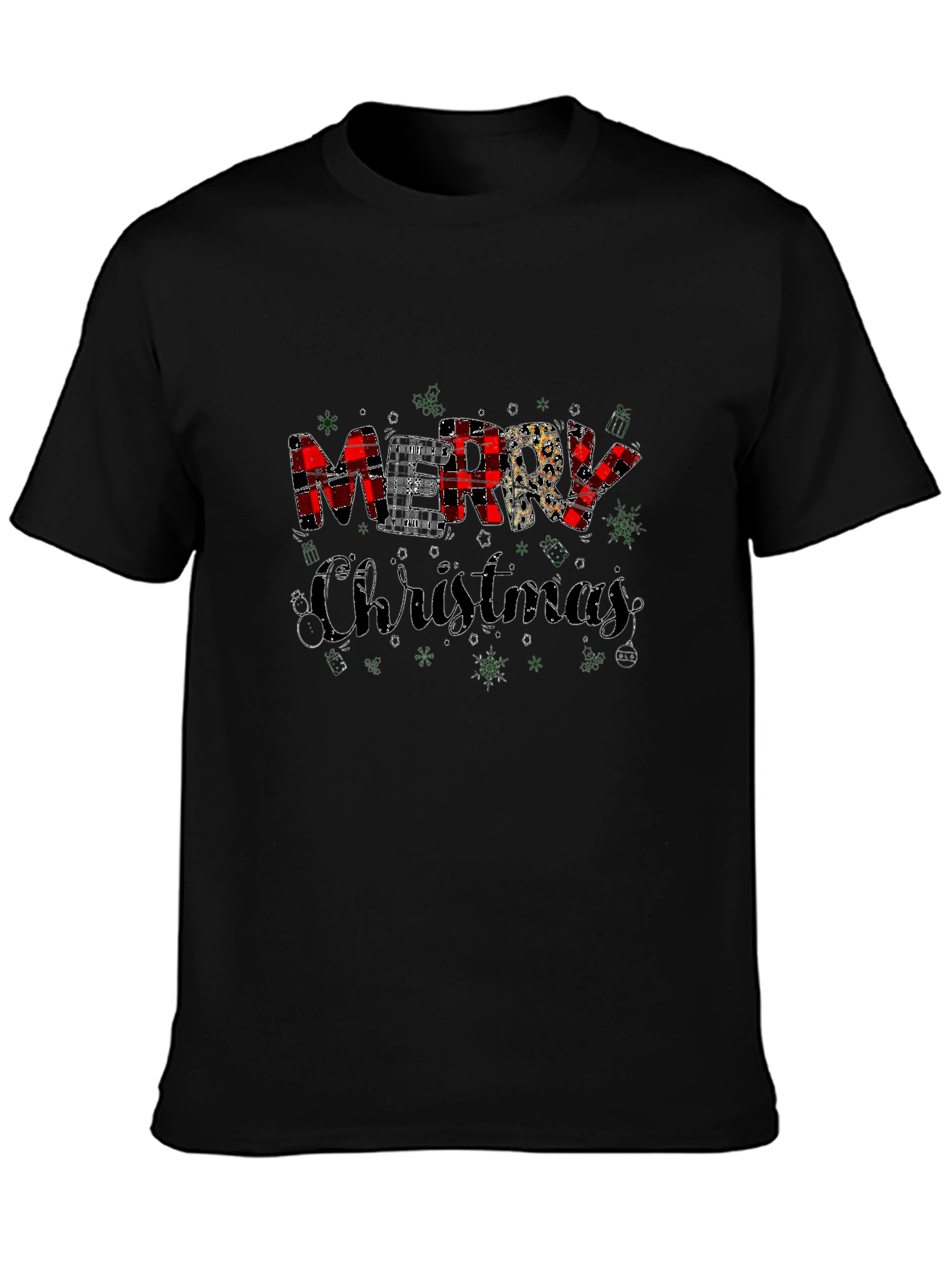 Merry Christmas Plaid Graphic Tee