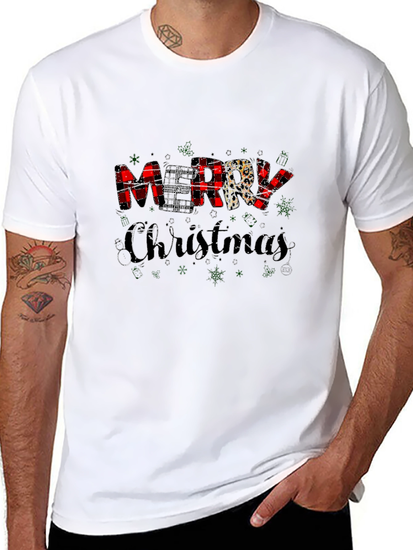 Merry Christmas Plaid Graphic Tee