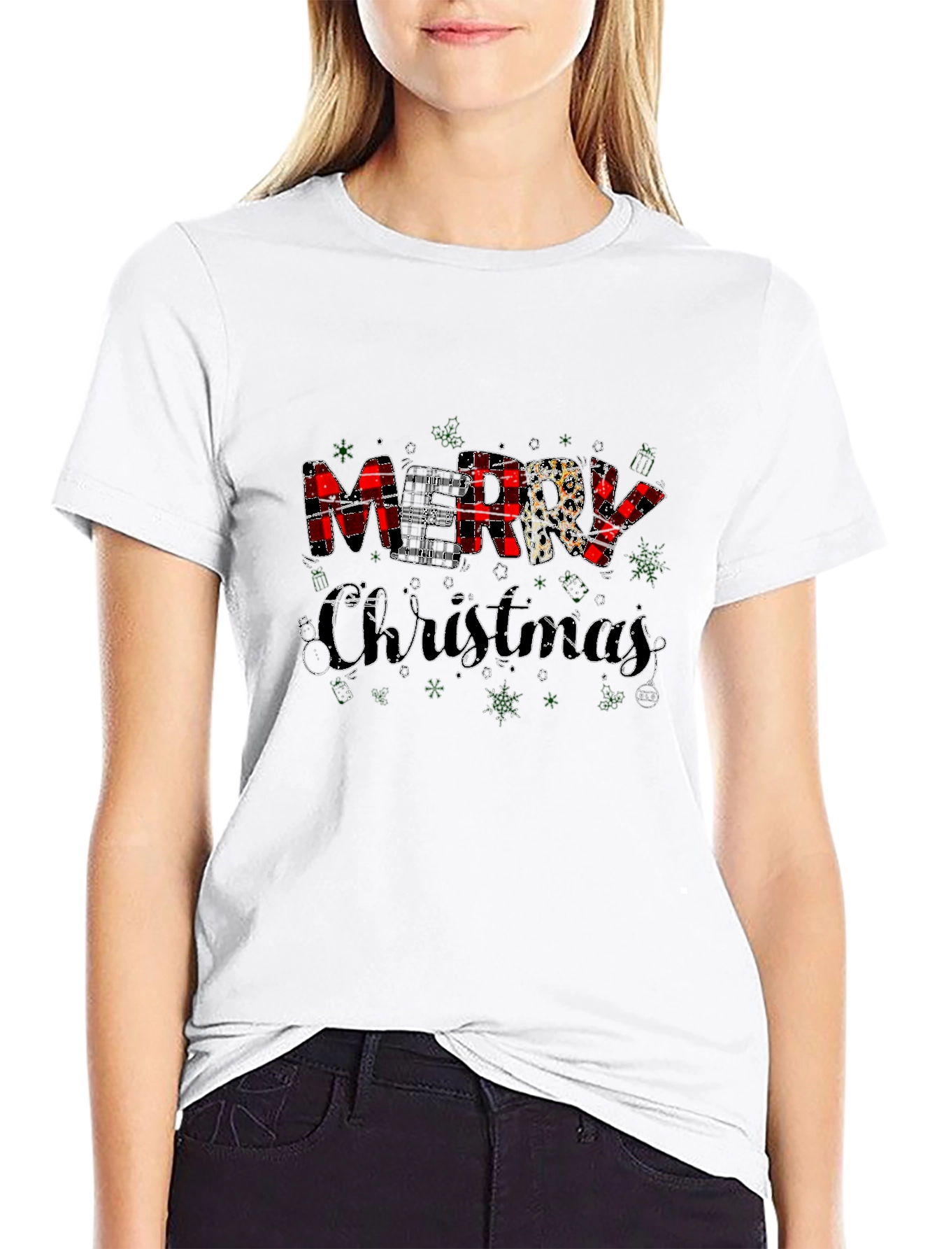 Merry Christmas Plaid Graphic Tee