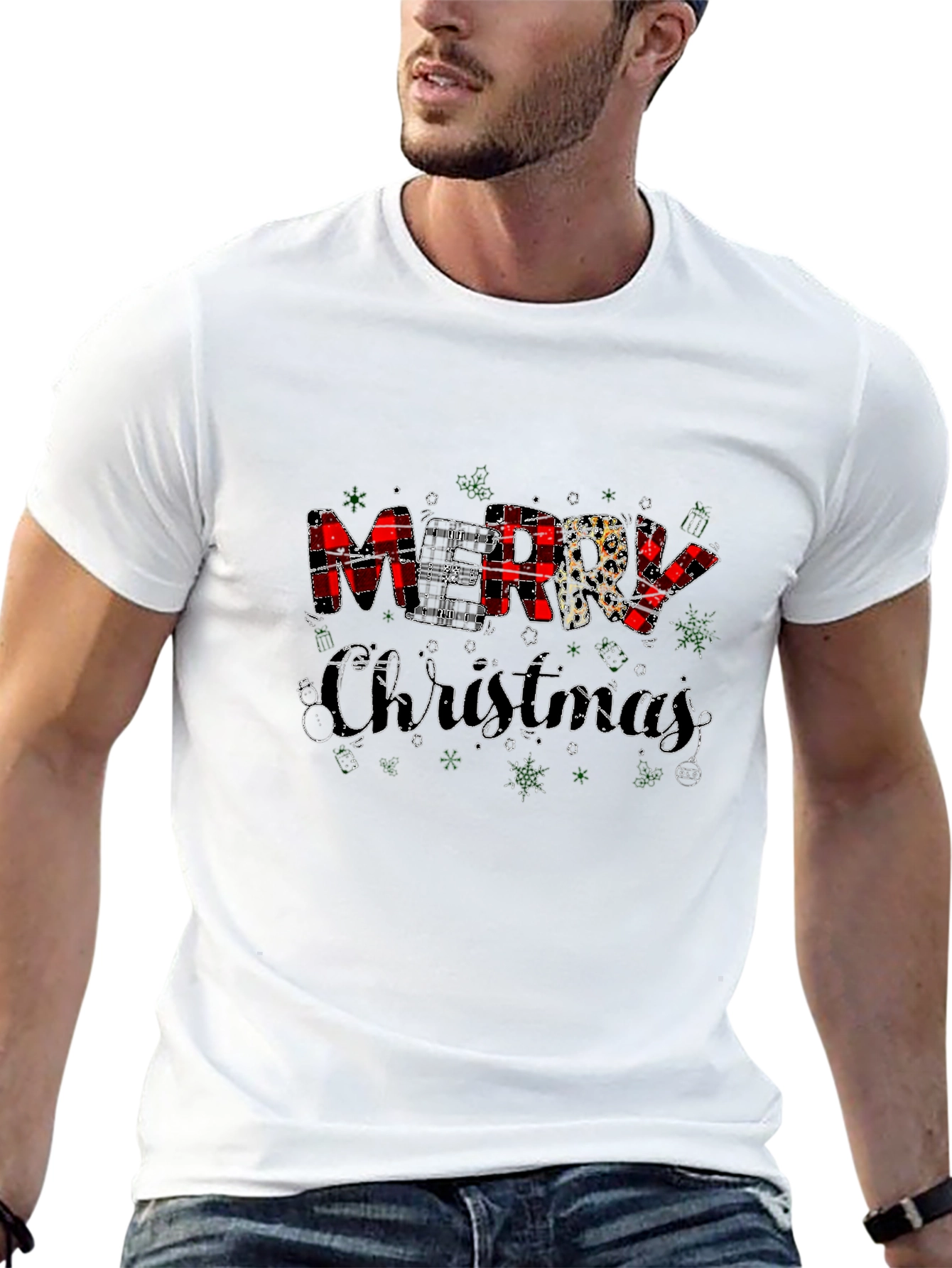 Merry Christmas Plaid Graphic Tee