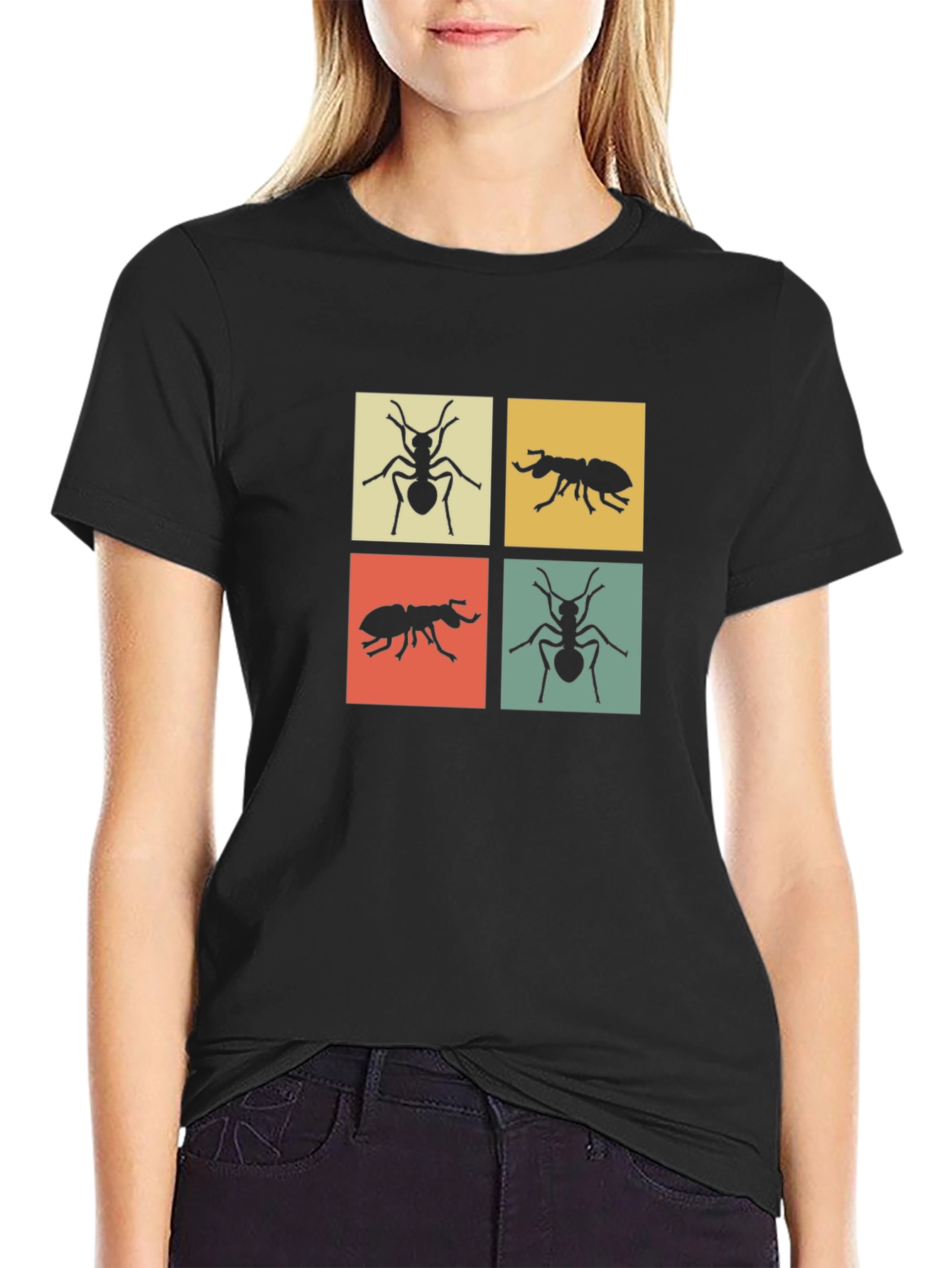 Ant Motif Graphic Tee - Modern Style