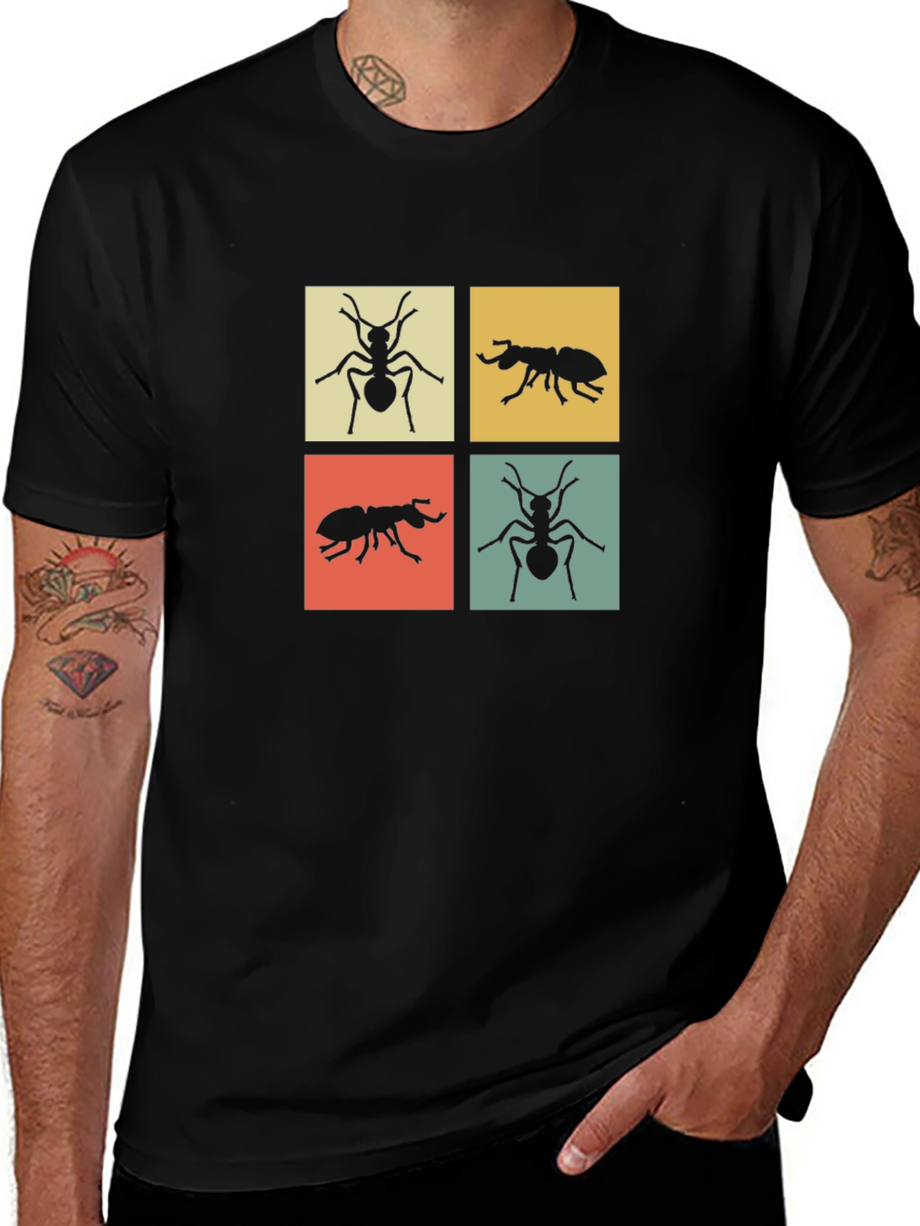 Ant Motif Graphic Tee - Modern Style