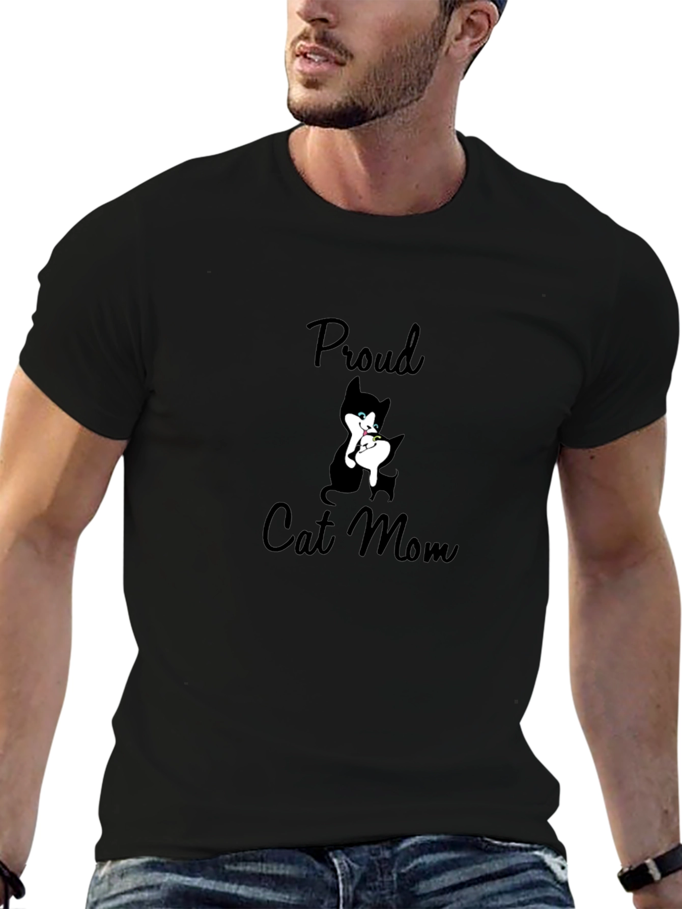 Proud Cat Mom Graphic Tee - Black T-Shirt
