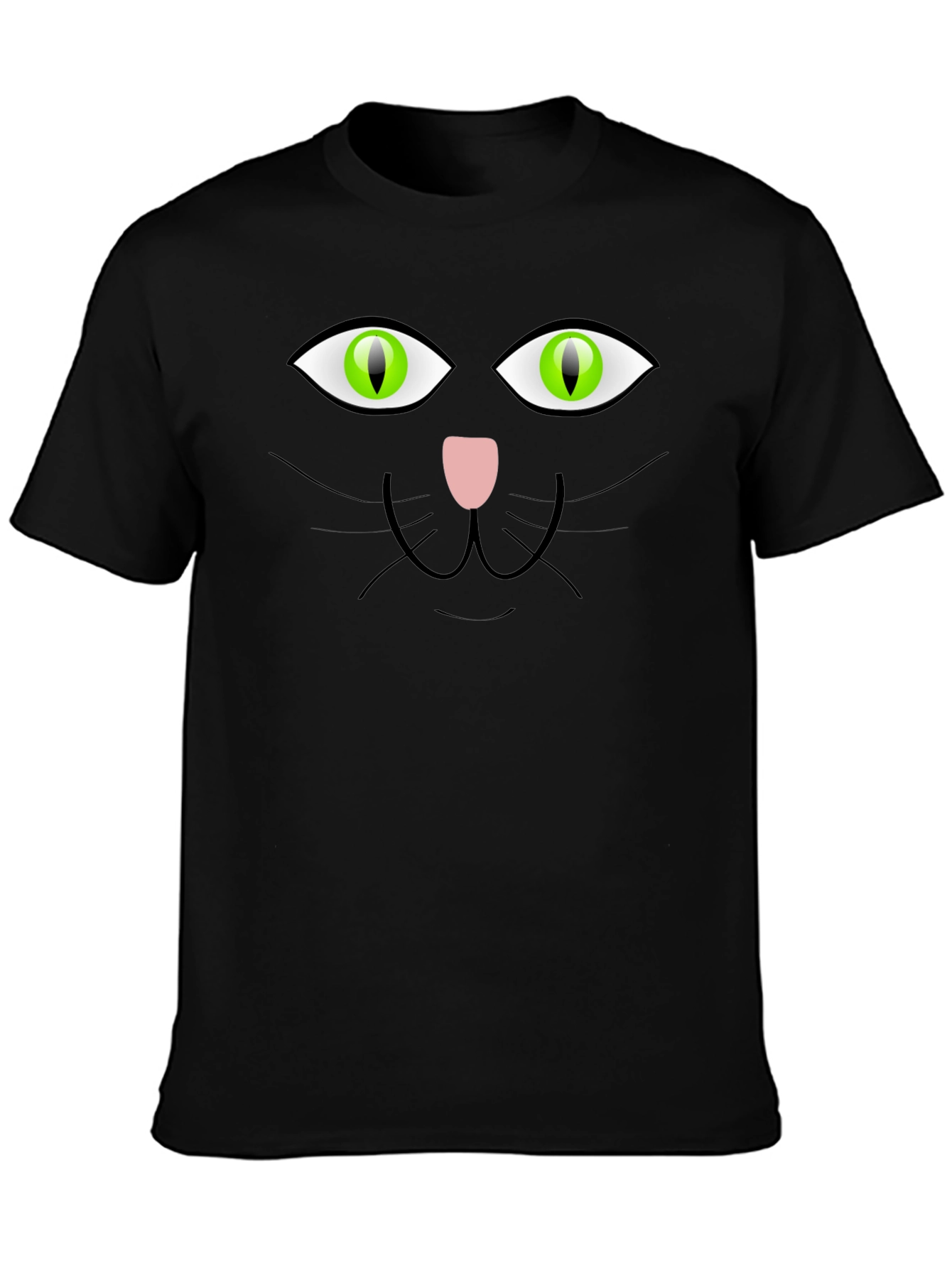 Mens Black Cat Face Graphic T-Shirt