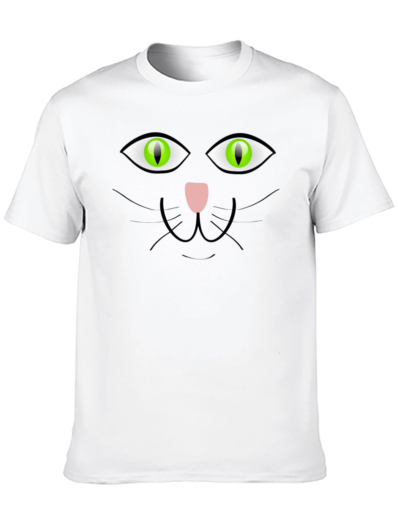 Mens Black Cat Face Graphic T-Shirt