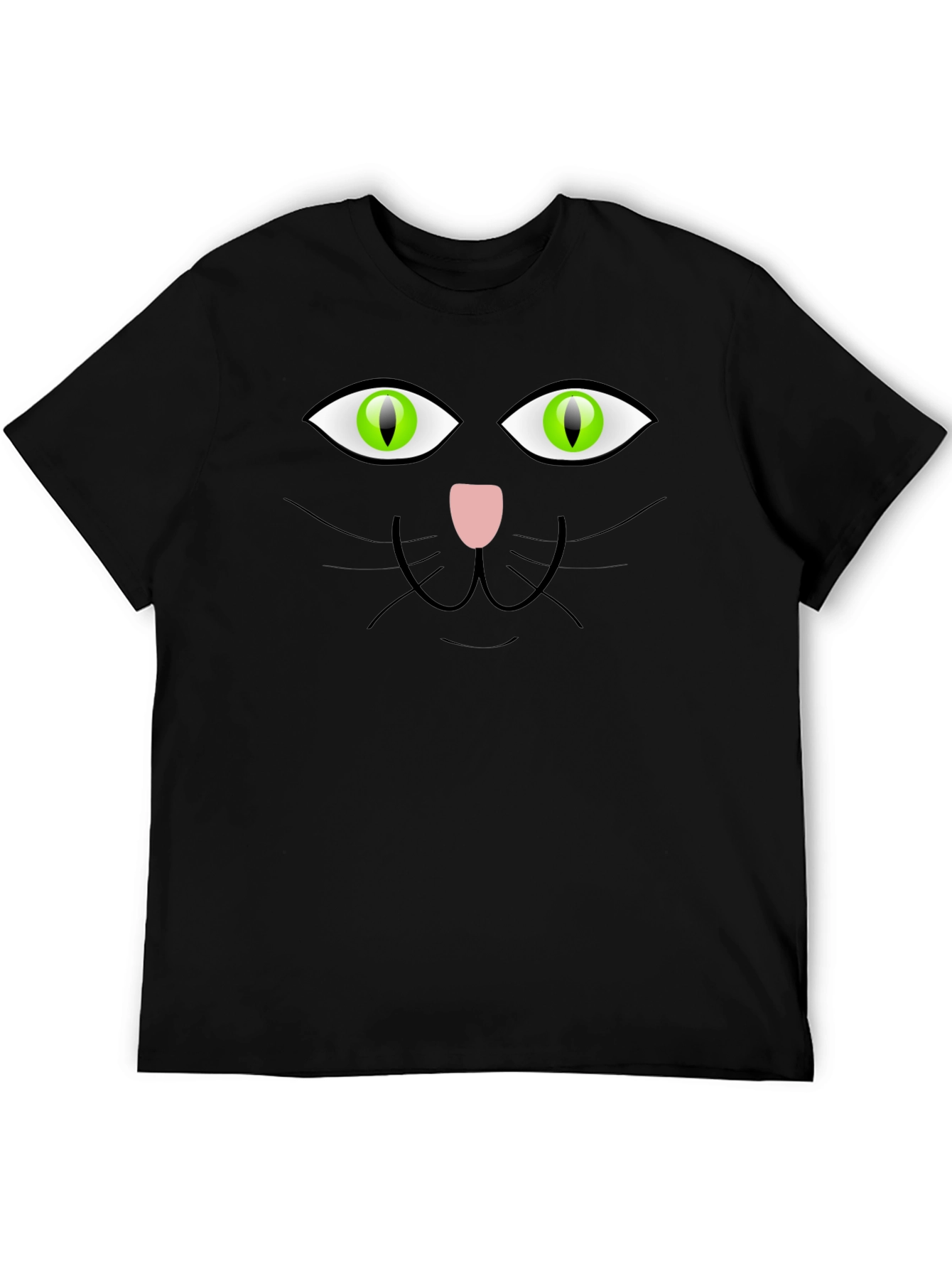 Mens Black Cat Face Graphic T-Shirt