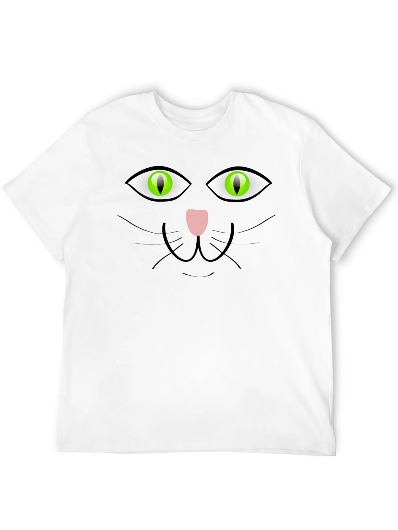 Mens Black Cat Face Graphic T-Shirt