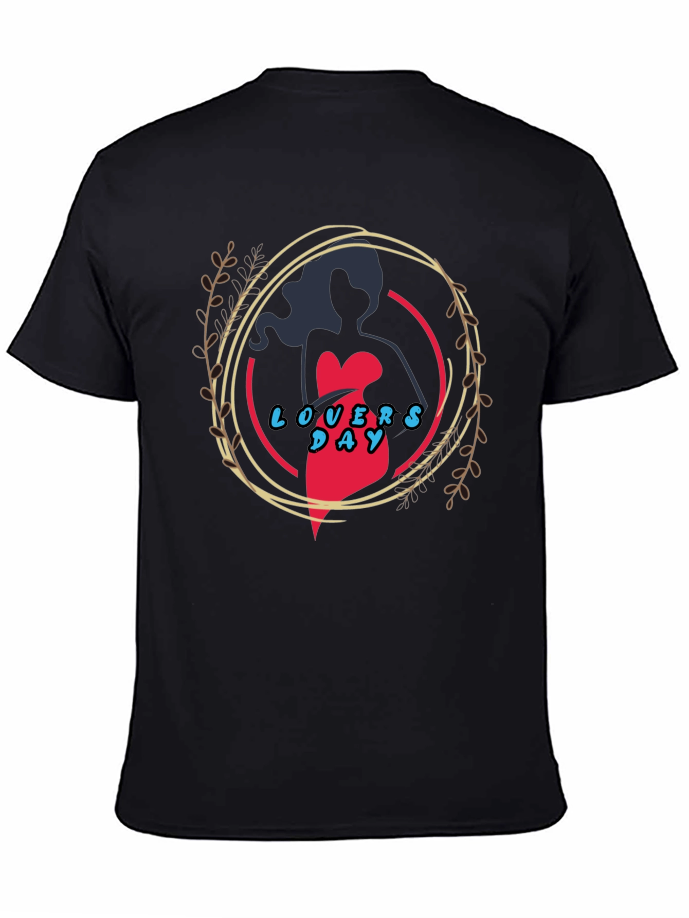 Lovers Day Graphic Print Black T-Shirt
