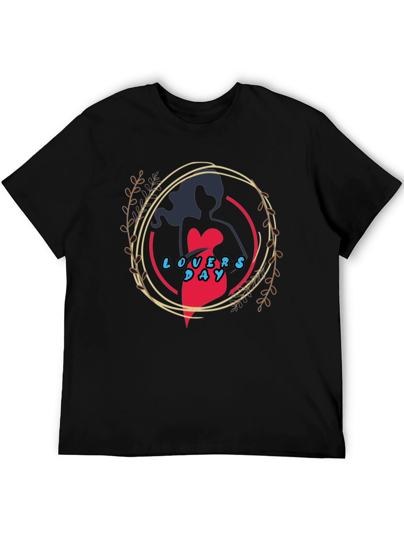 Lovers Day Graphic Print Black T-Shirt