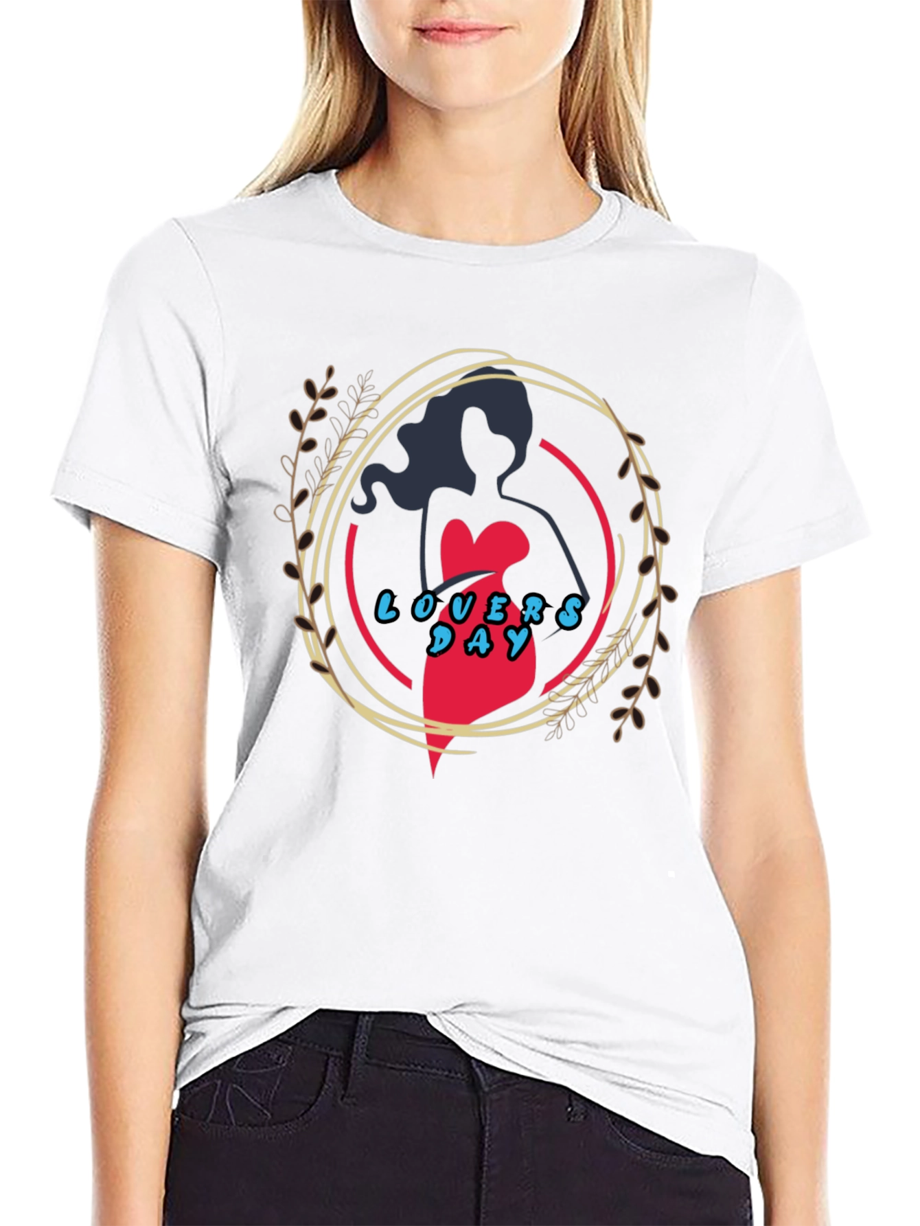 Lovers Day Graphic Print Black T-Shirt