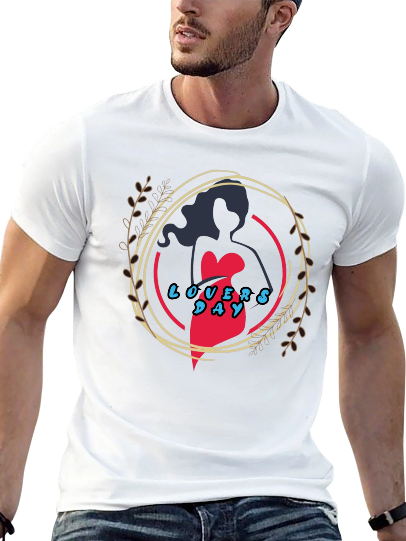 Lovers Day Graphic Print Black T-Shirt