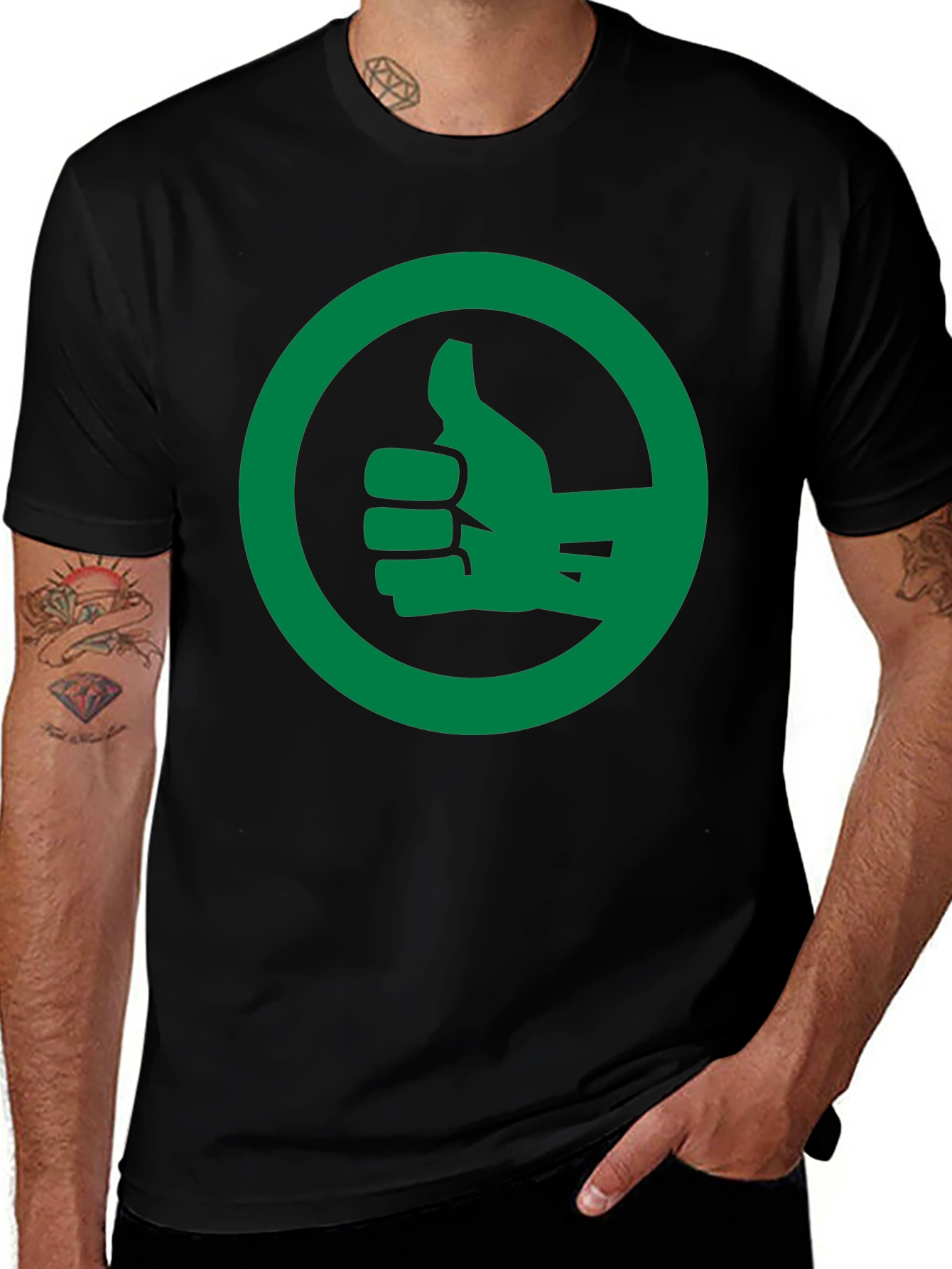 Thumbs Up Graphic Tee - Black