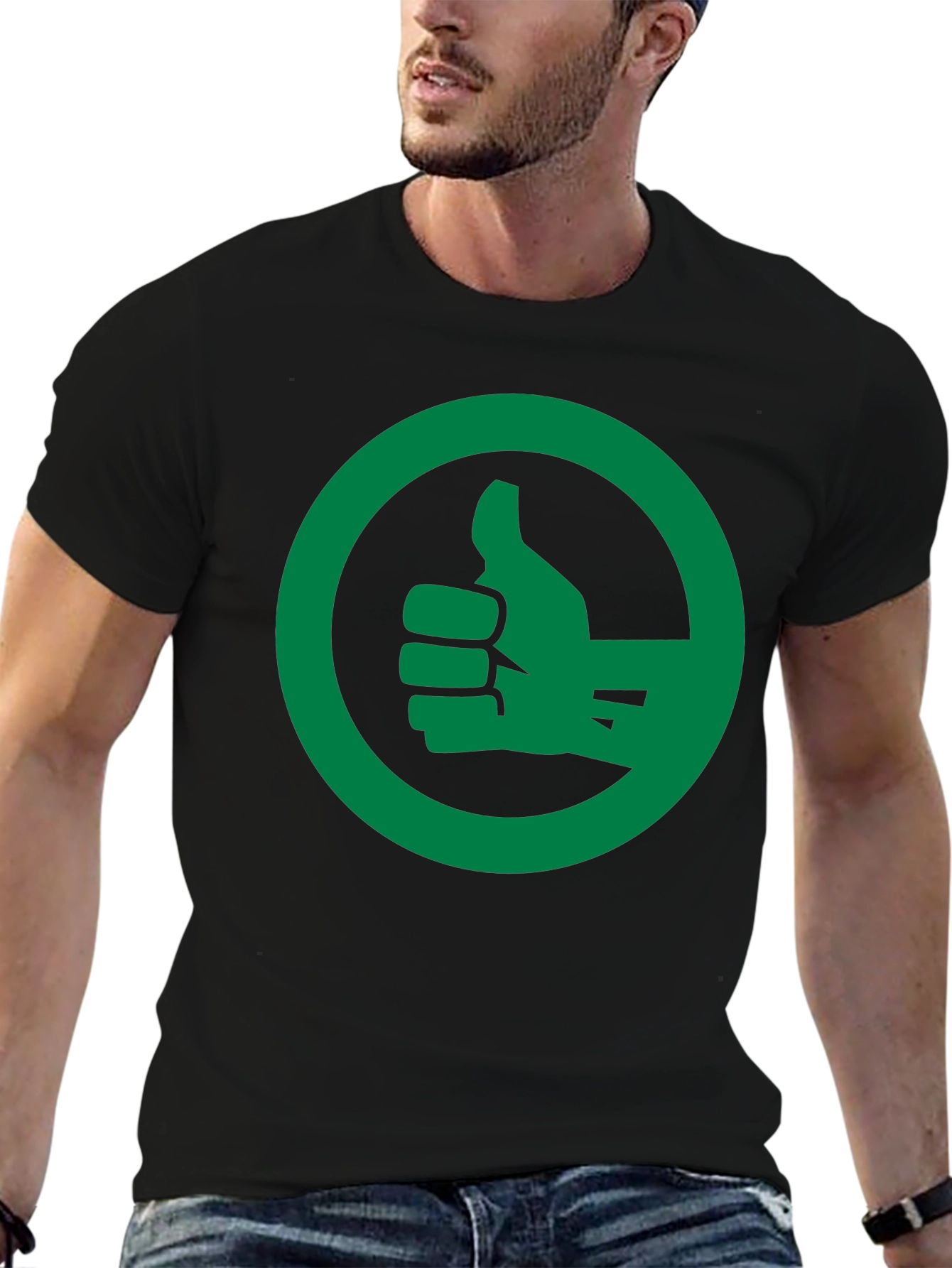 Thumbs Up Graphic Tee - Black
