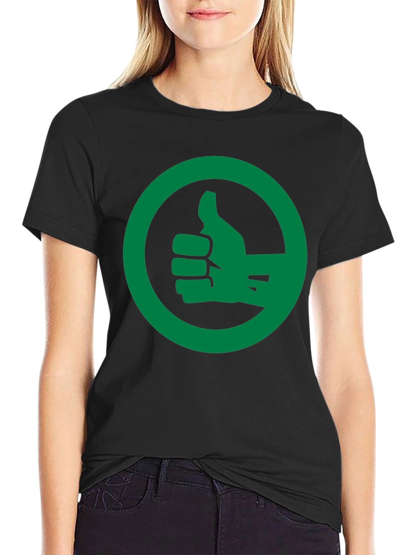 Thumbs Up Graphic Tee - Black