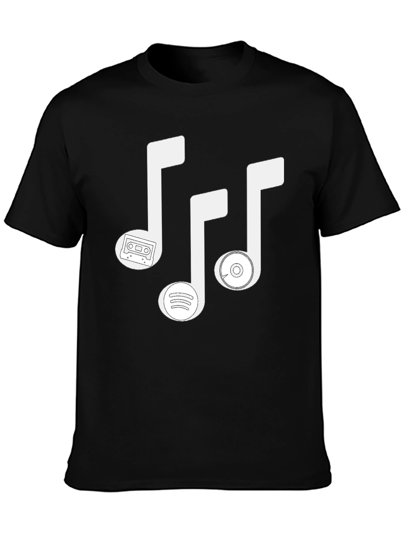 Music Lovers T-Shirt - Cassette Spotify & CD Notes