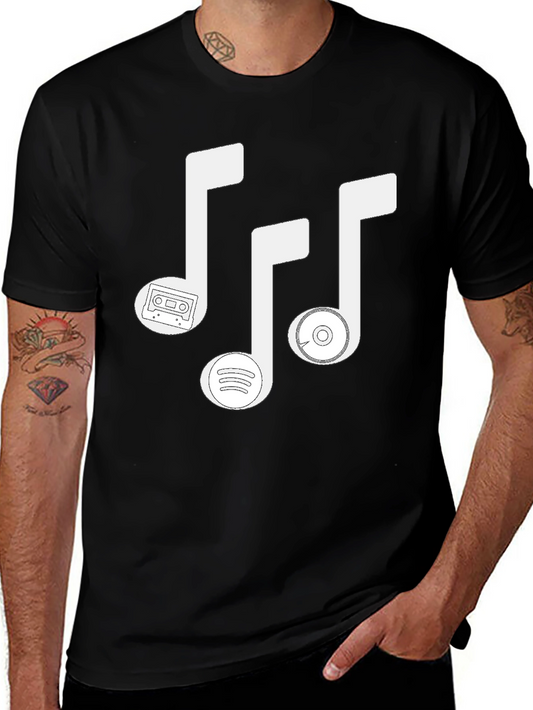 Music Lovers T-Shirt - Cassette Spotify & CD Notes