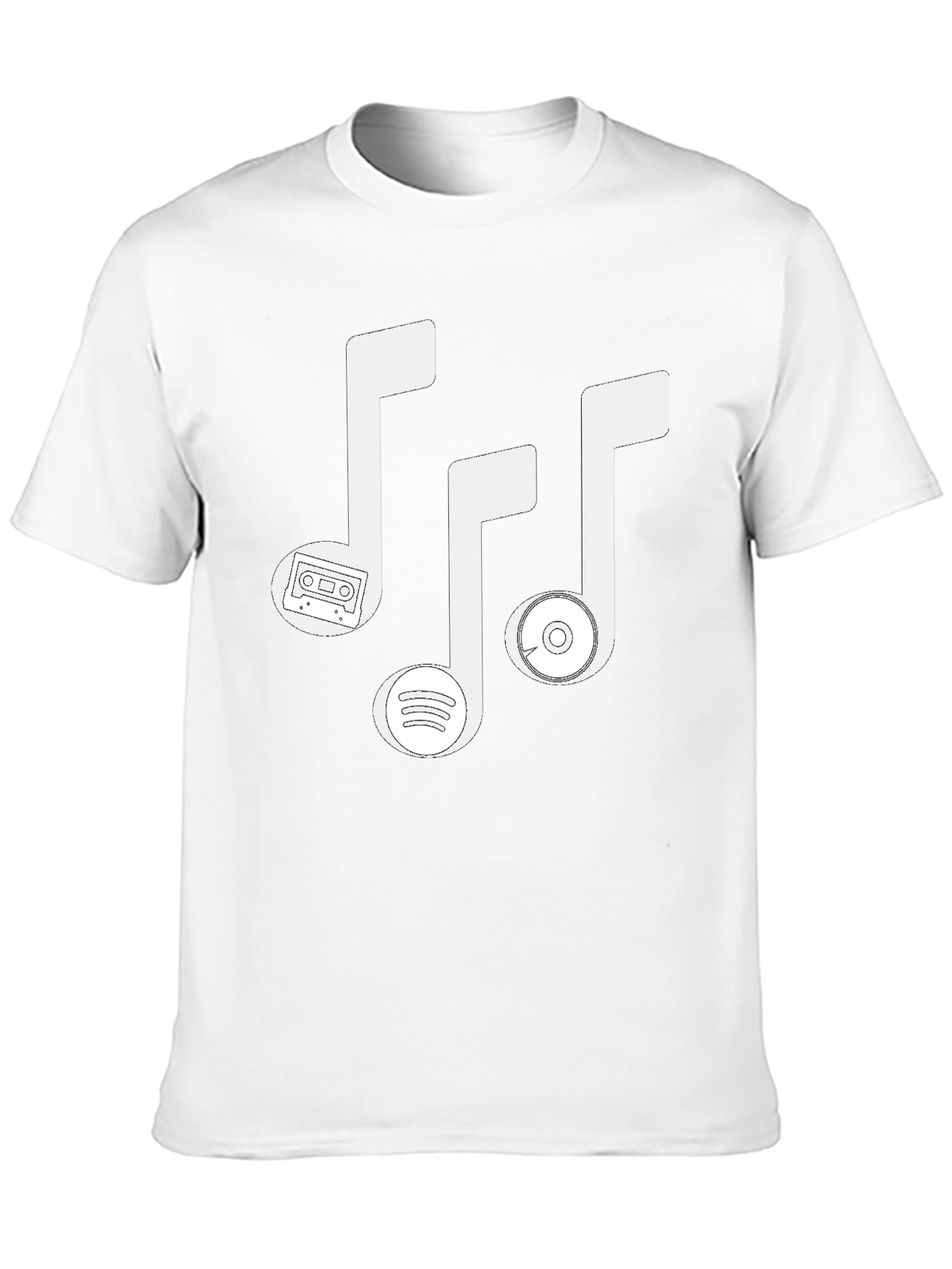 Music Lovers T-Shirt - Cassette Spotify & CD Notes