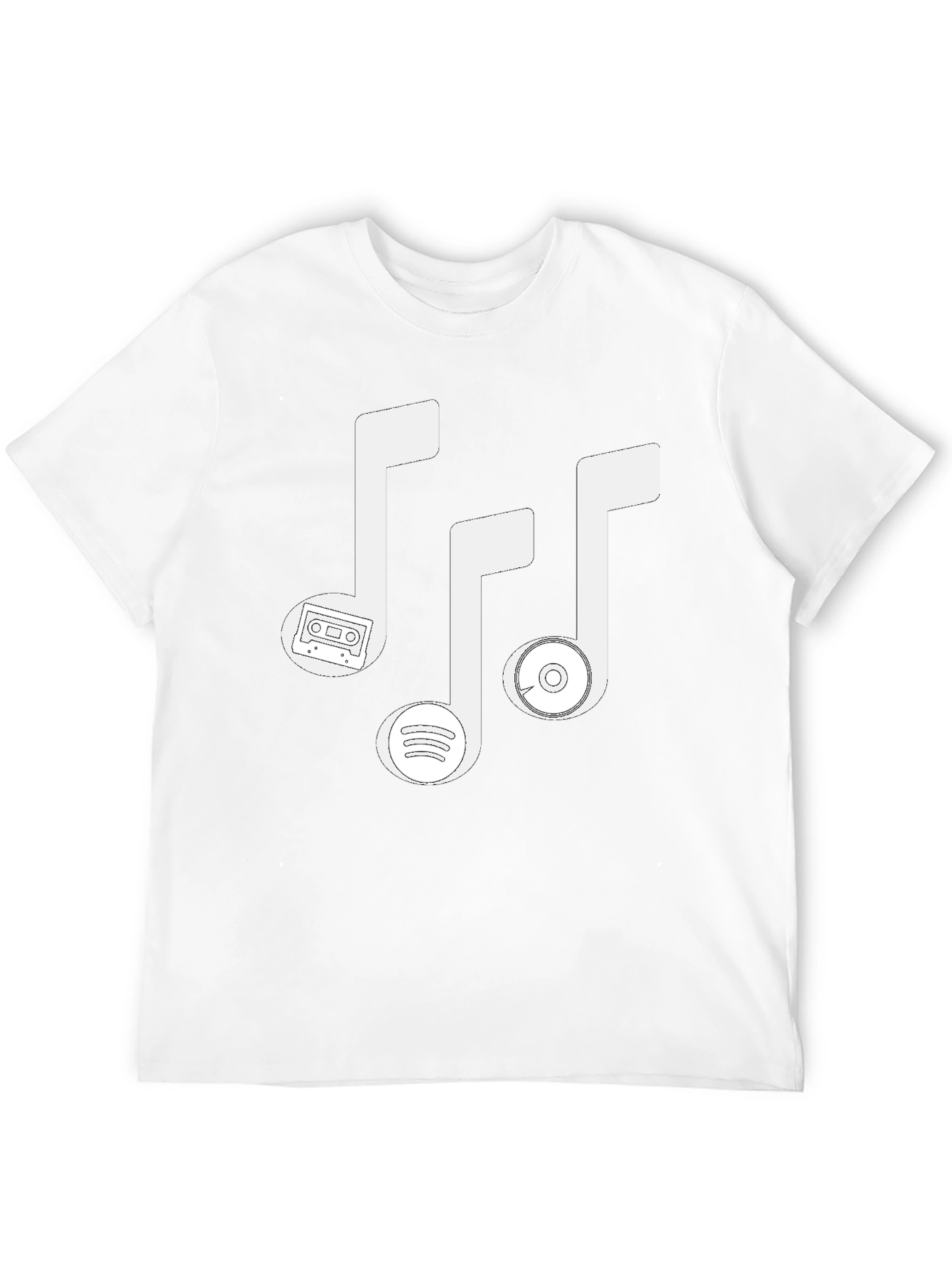 Music Lovers T-Shirt - Cassette Spotify & CD Notes