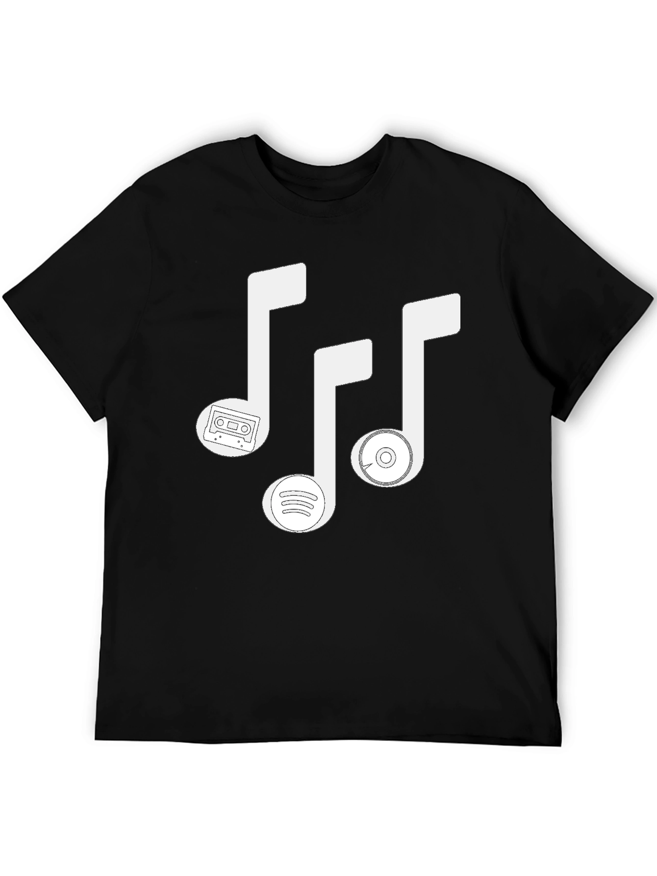Music Lovers T-Shirt - Cassette Spotify & CD Notes