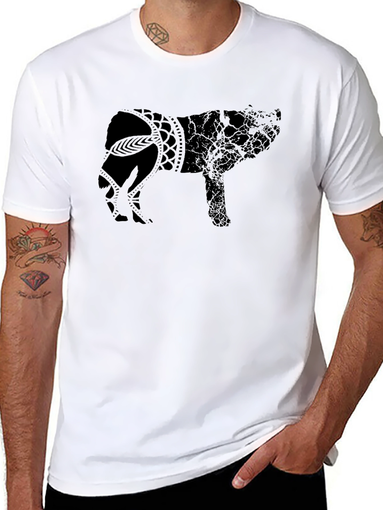 Wolf Graphic Black T-Shirt - Unique Design