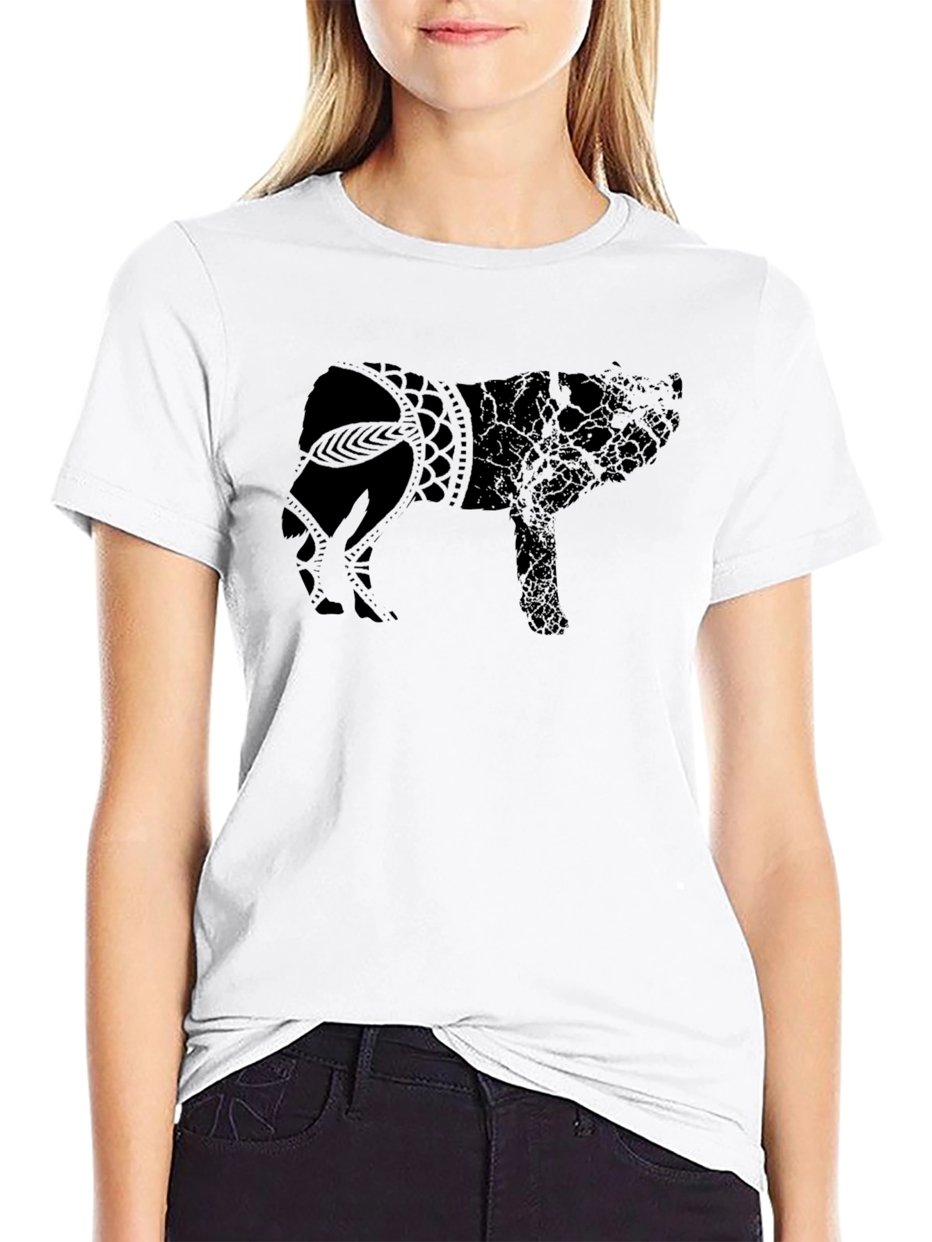 Wolf Graphic Black T-Shirt - Unique Design