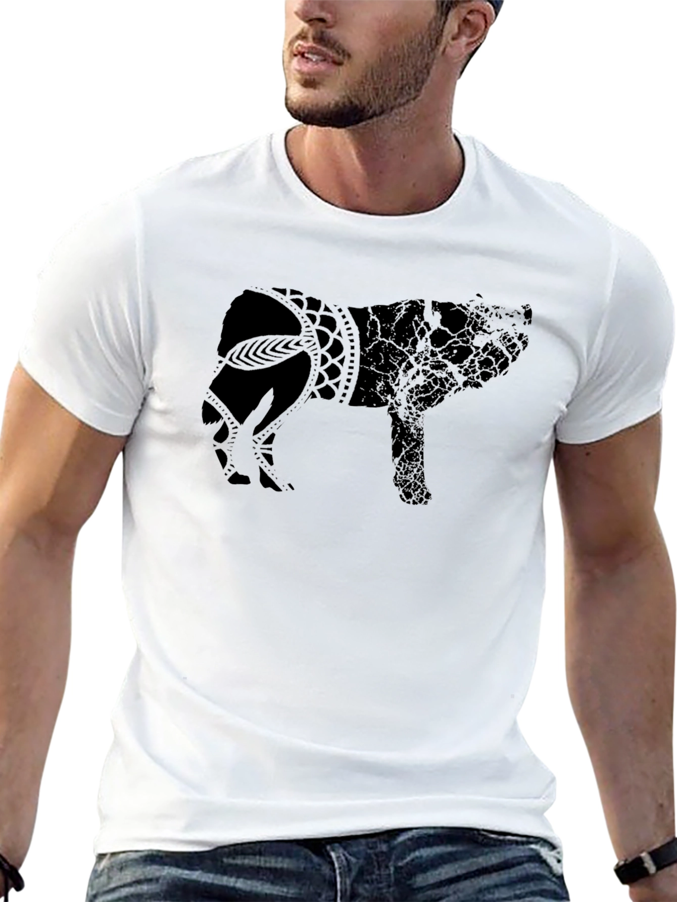 Wolf Graphic Black T-Shirt - Unique Design