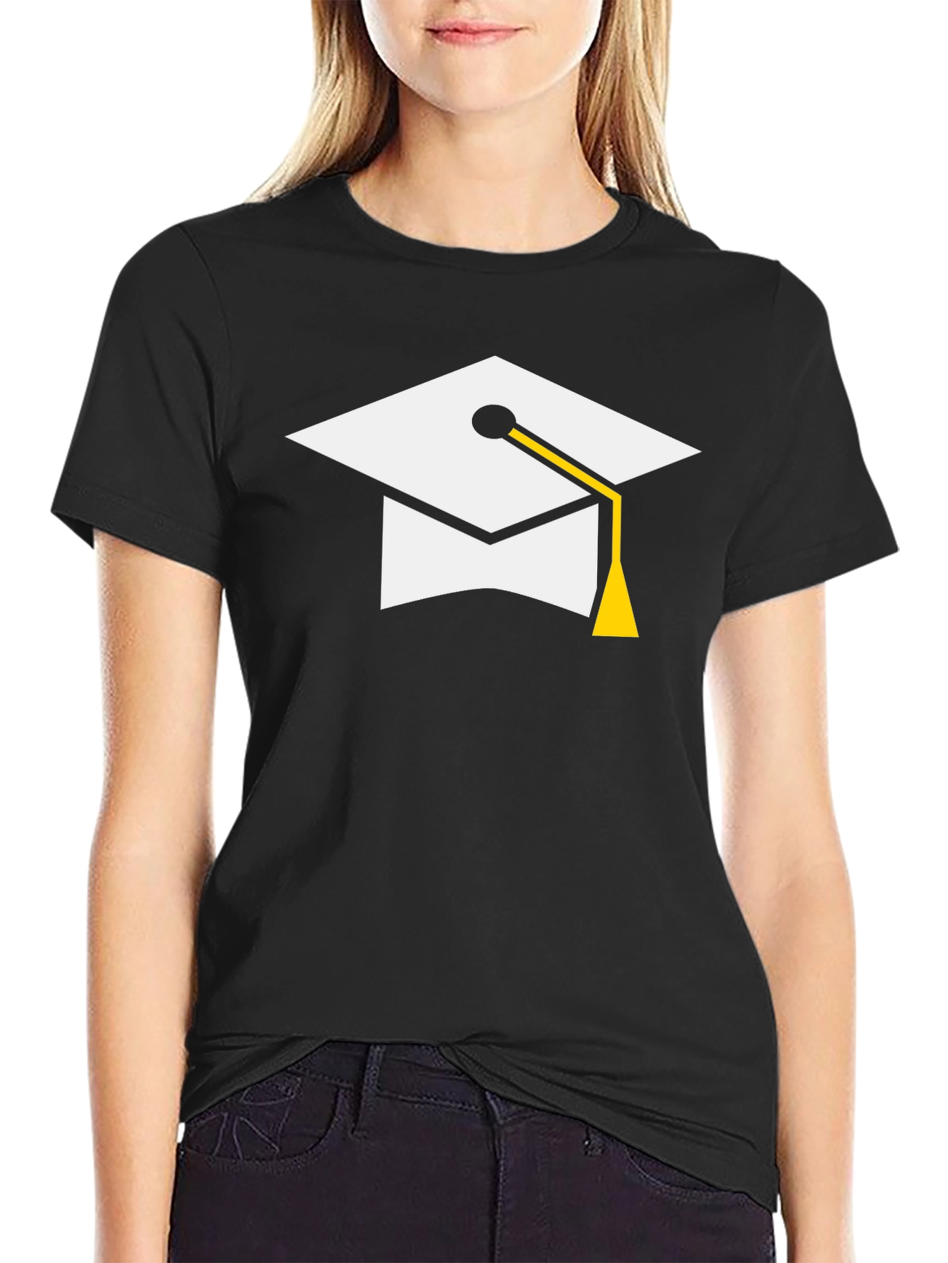 Graduation Cap Graphic Tee - Black