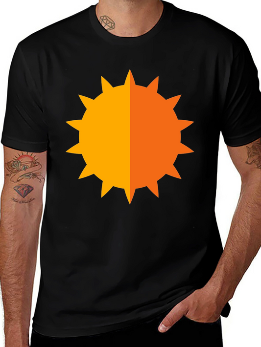 Geometric Sun Graphic Tee - Bold Black Shirt