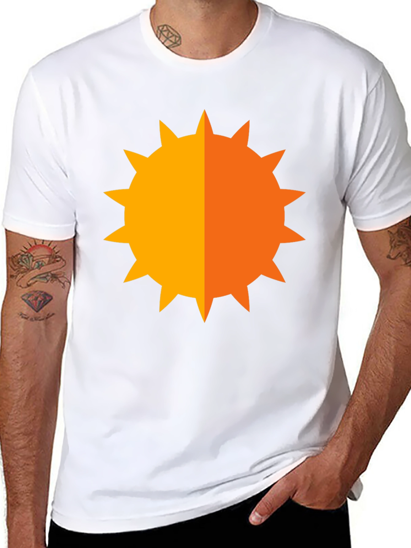 Geometric Sun Graphic Tee - Bold Black Shirt
