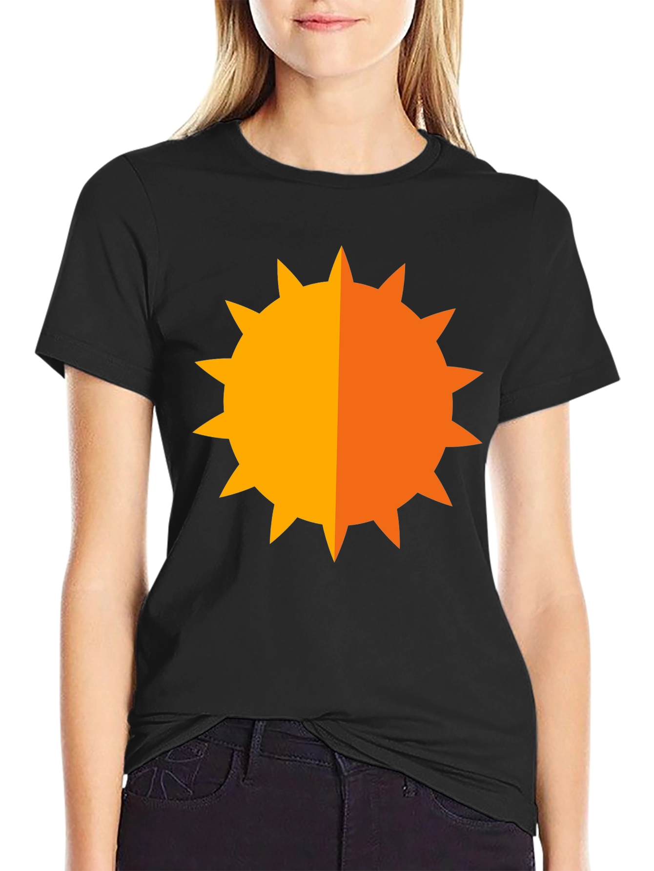 Geometric Sun Graphic Tee - Bold Black Shirt