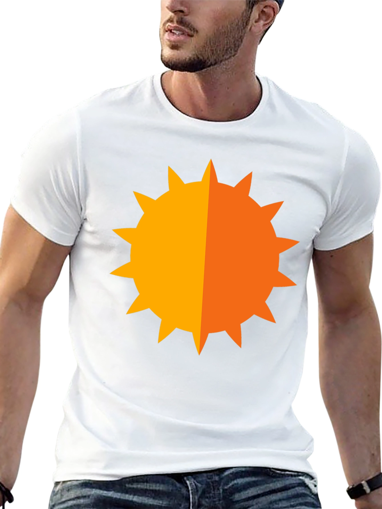 Geometric Sun Graphic Tee - Bold Black Shirt