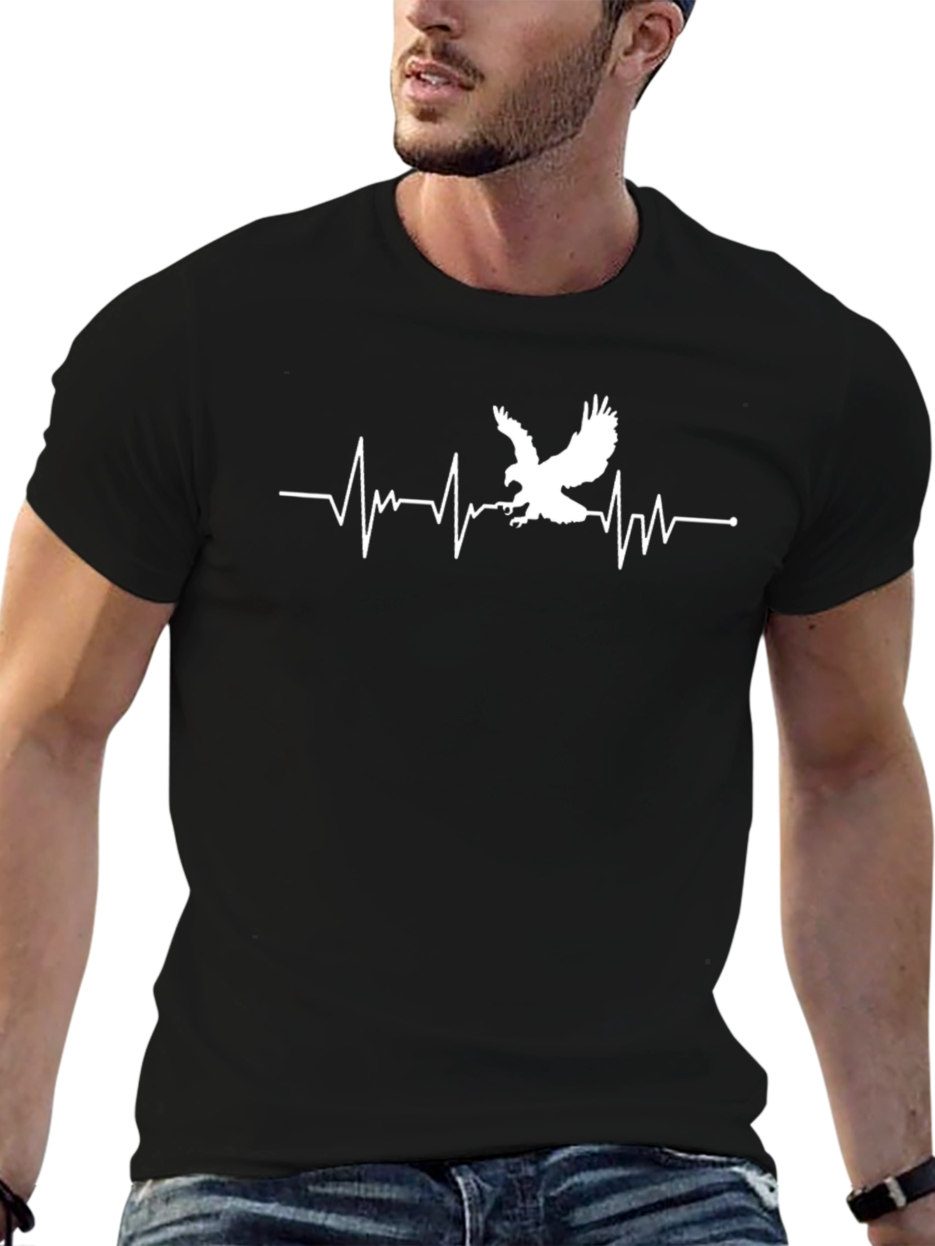 Eagle Heartbeat Graphic Tee - Cool Bird Lover T-Shirt
