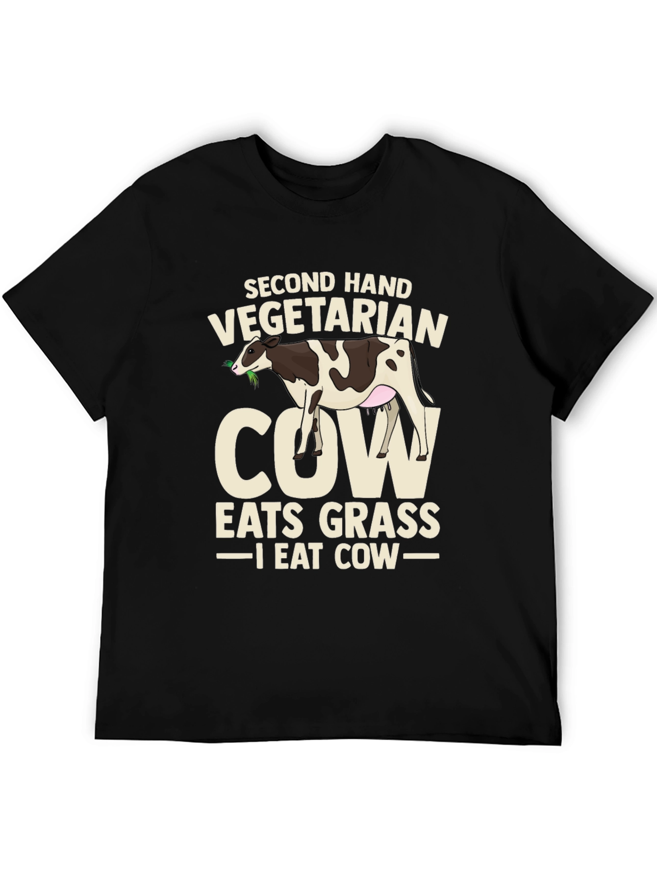Second Hand Vegetarian Cow Graphic T-Shirt