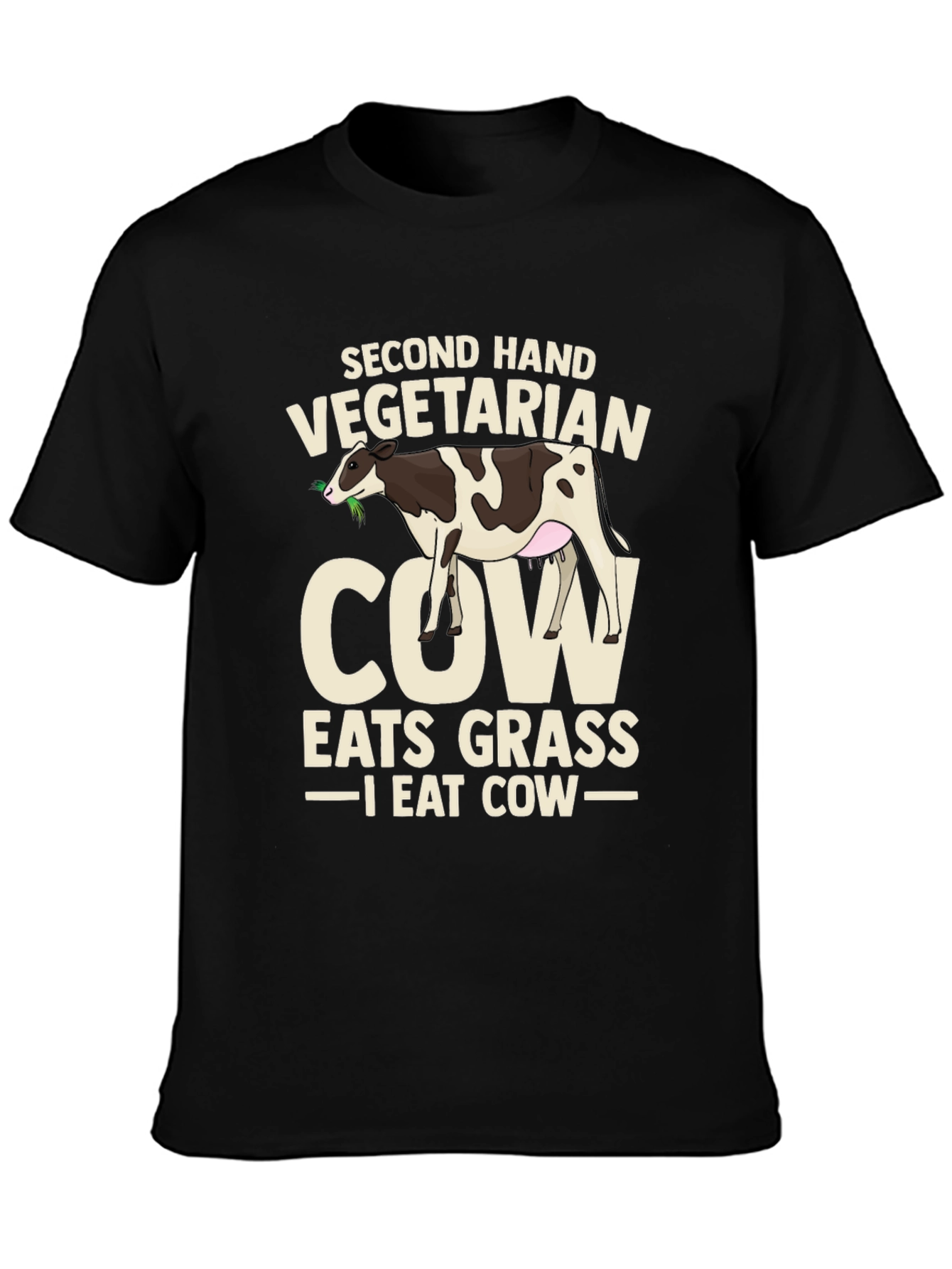Second Hand Vegetarian Cow Graphic T-Shirt