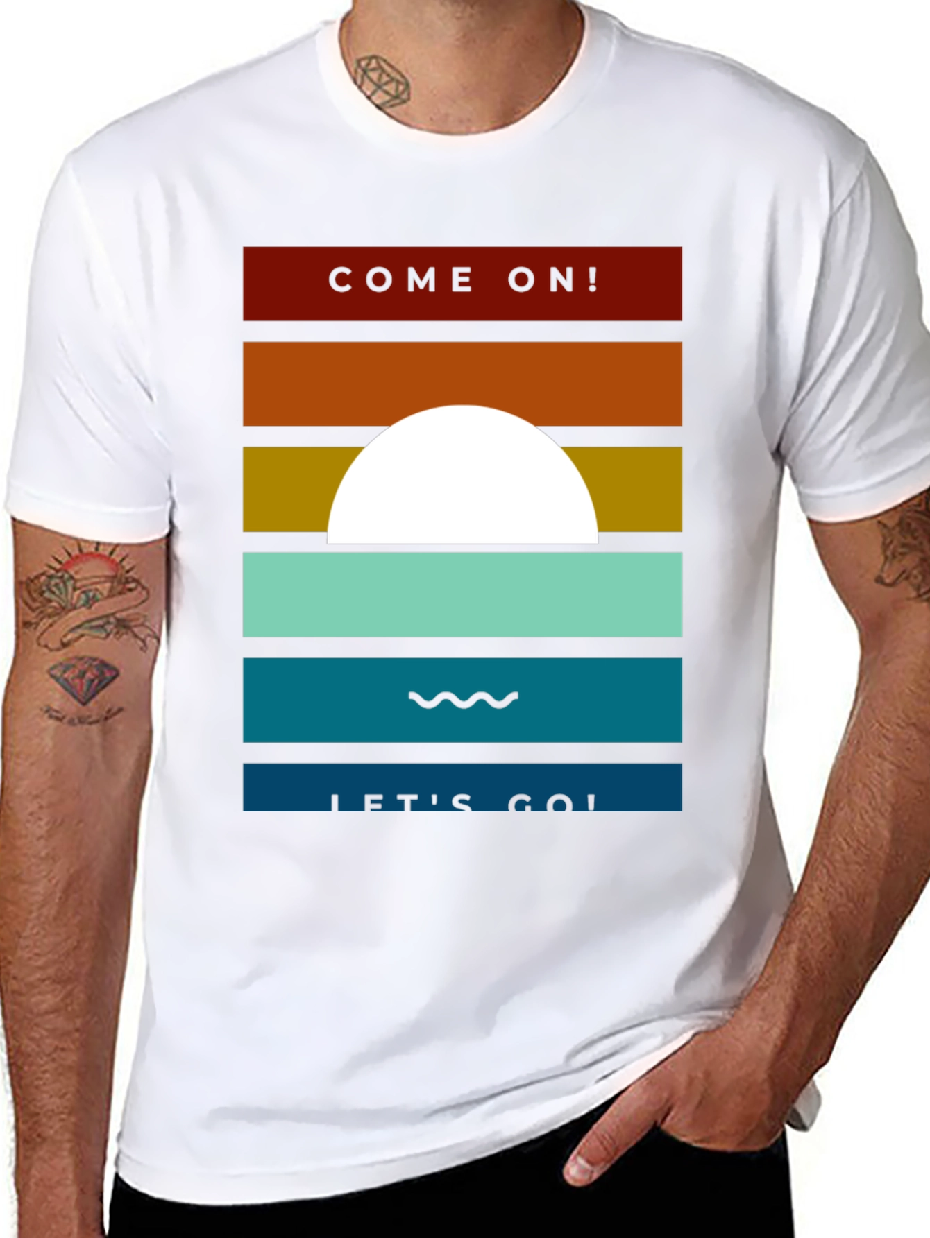 Retro Sunset Graphic Tee - Come On! Lets Go!