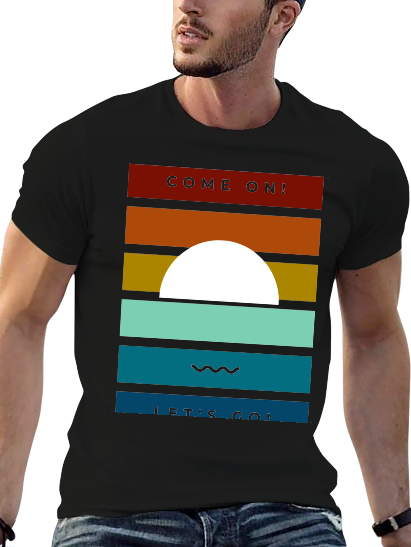 Retro Sunset Graphic Tee - Come On! Lets Go!