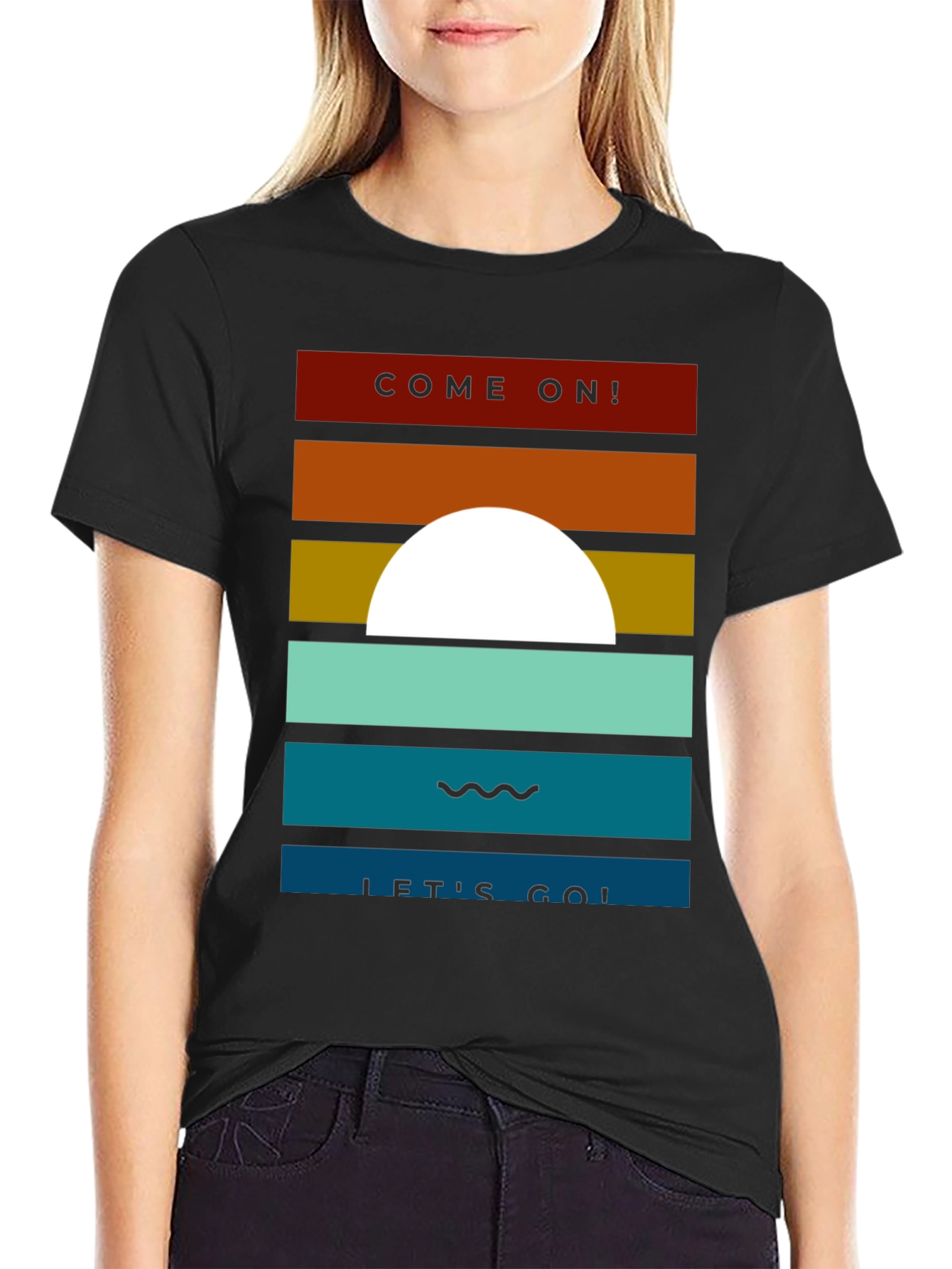 Retro Sunset Graphic Tee - Come On! Lets Go!