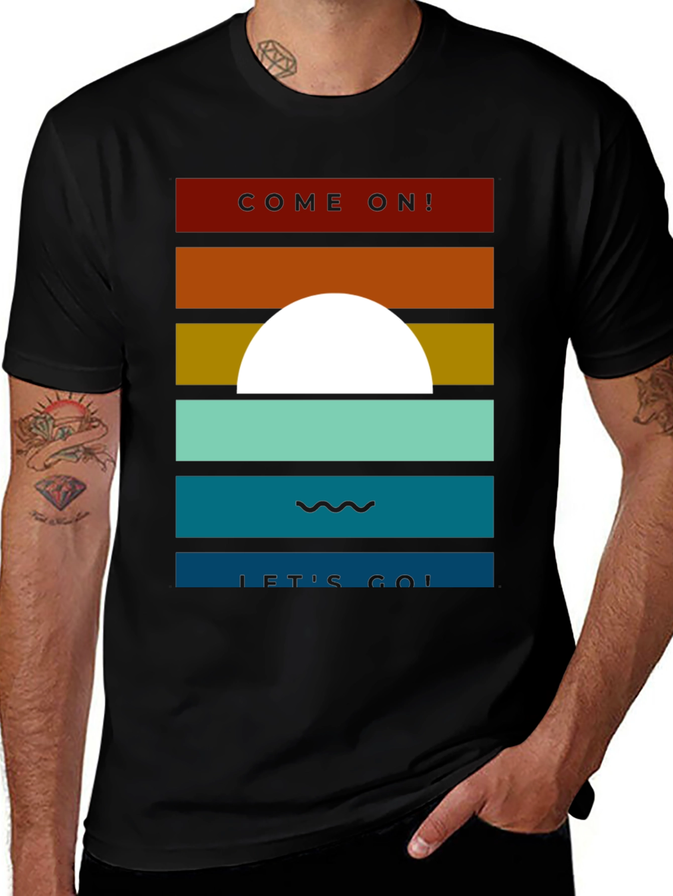 Retro Sunset Graphic Tee - Come On! Lets Go!