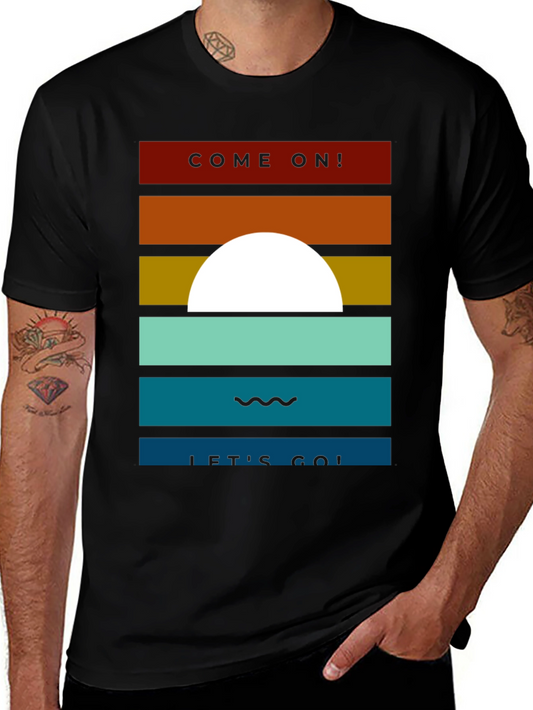 Retro Sunset Graphic Tee - Come On! Lets Go!