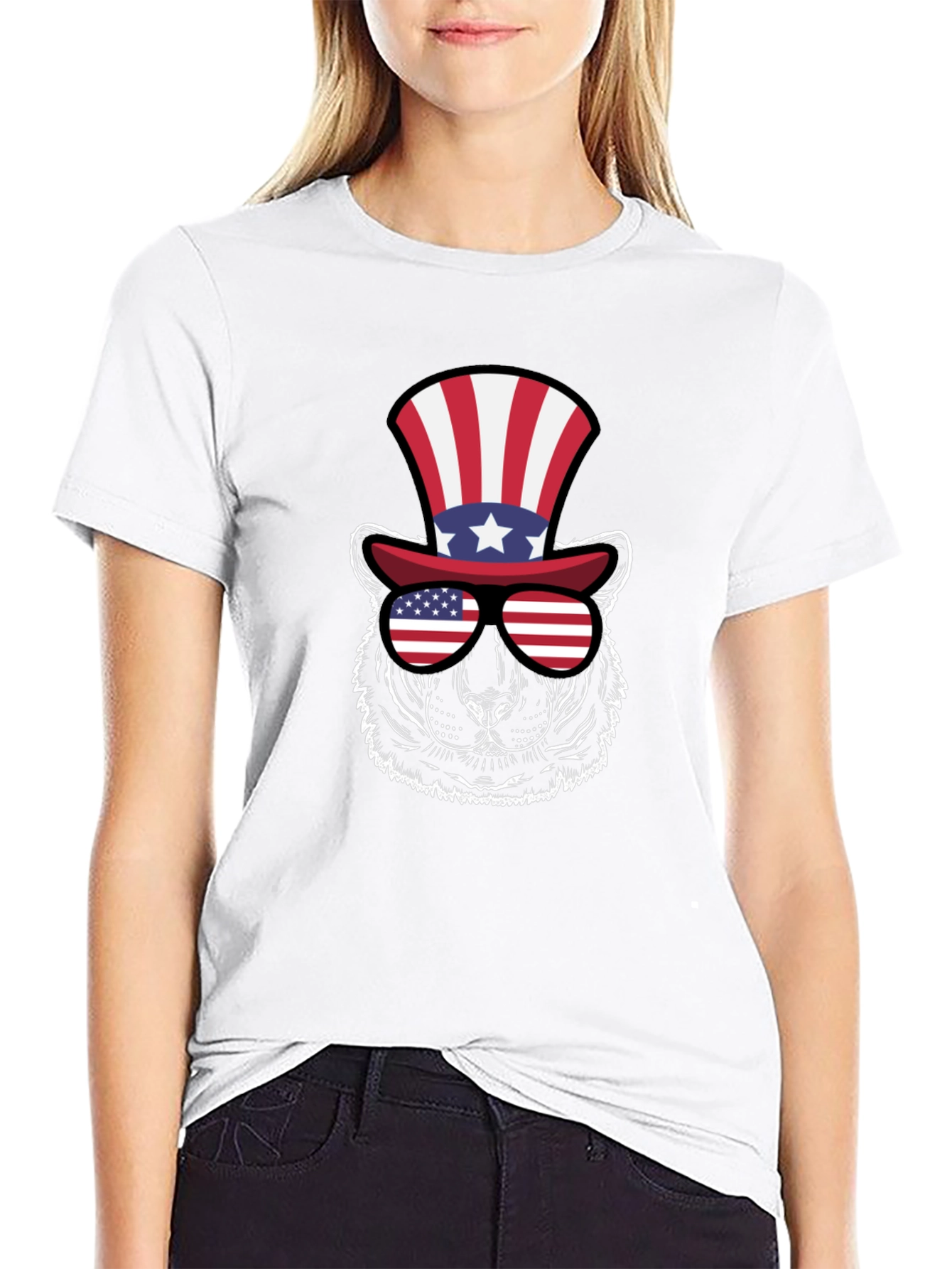 Patriotic Bear Graphic T-Shirt - USA Pride