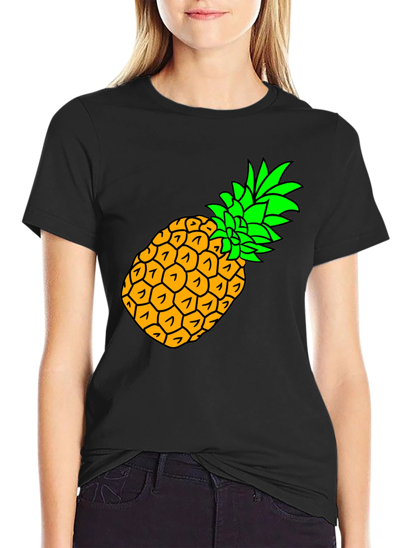 Pineapple Graphic Black T-Shirt - Tropical Fruit Tee