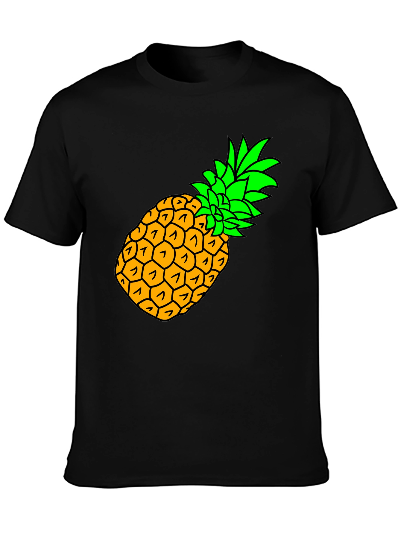 Pineapple Graphic Black T-Shirt - Tropical Fruit Tee