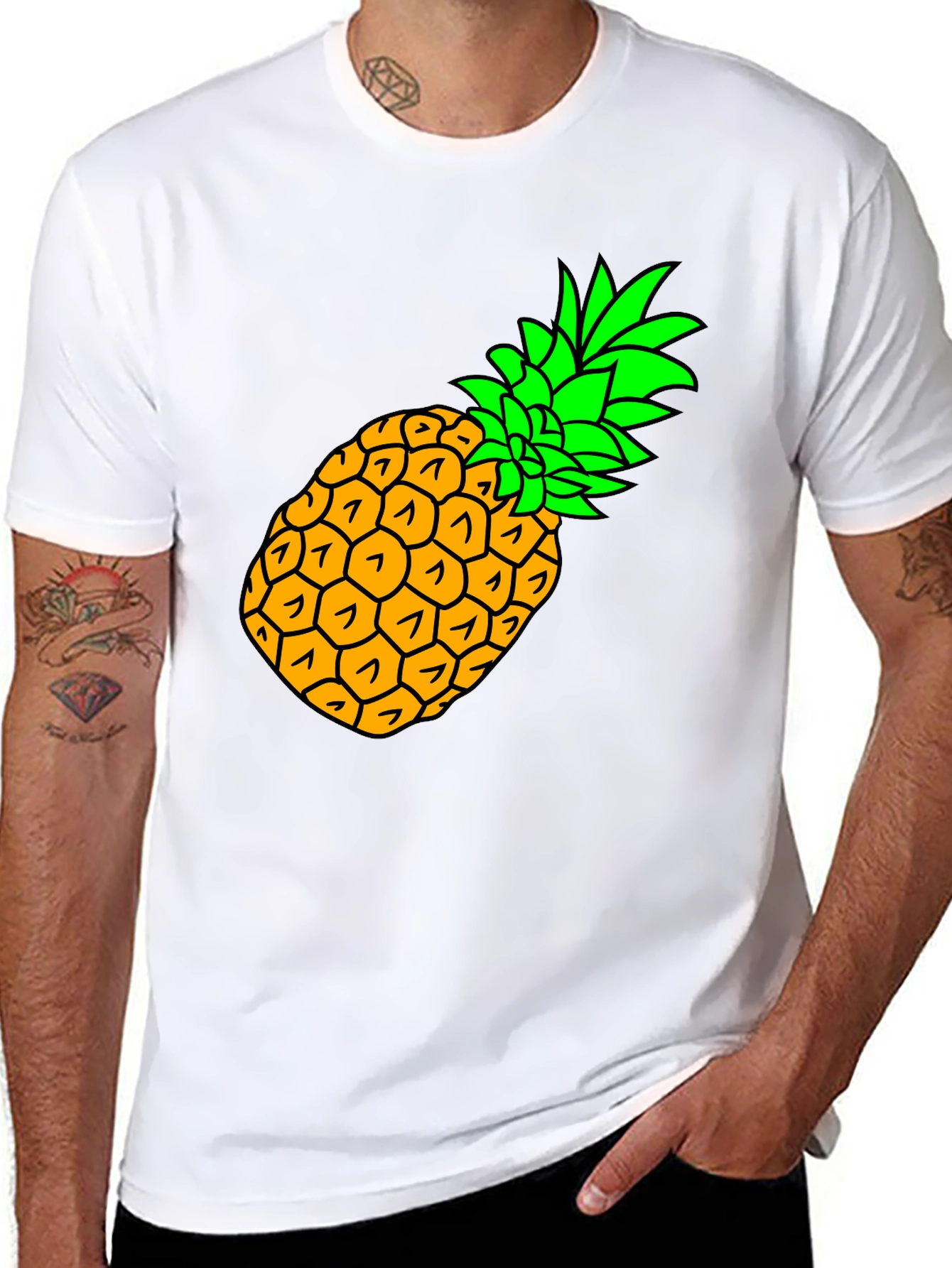 Pineapple Graphic Black T-Shirt - Tropical Fruit Tee