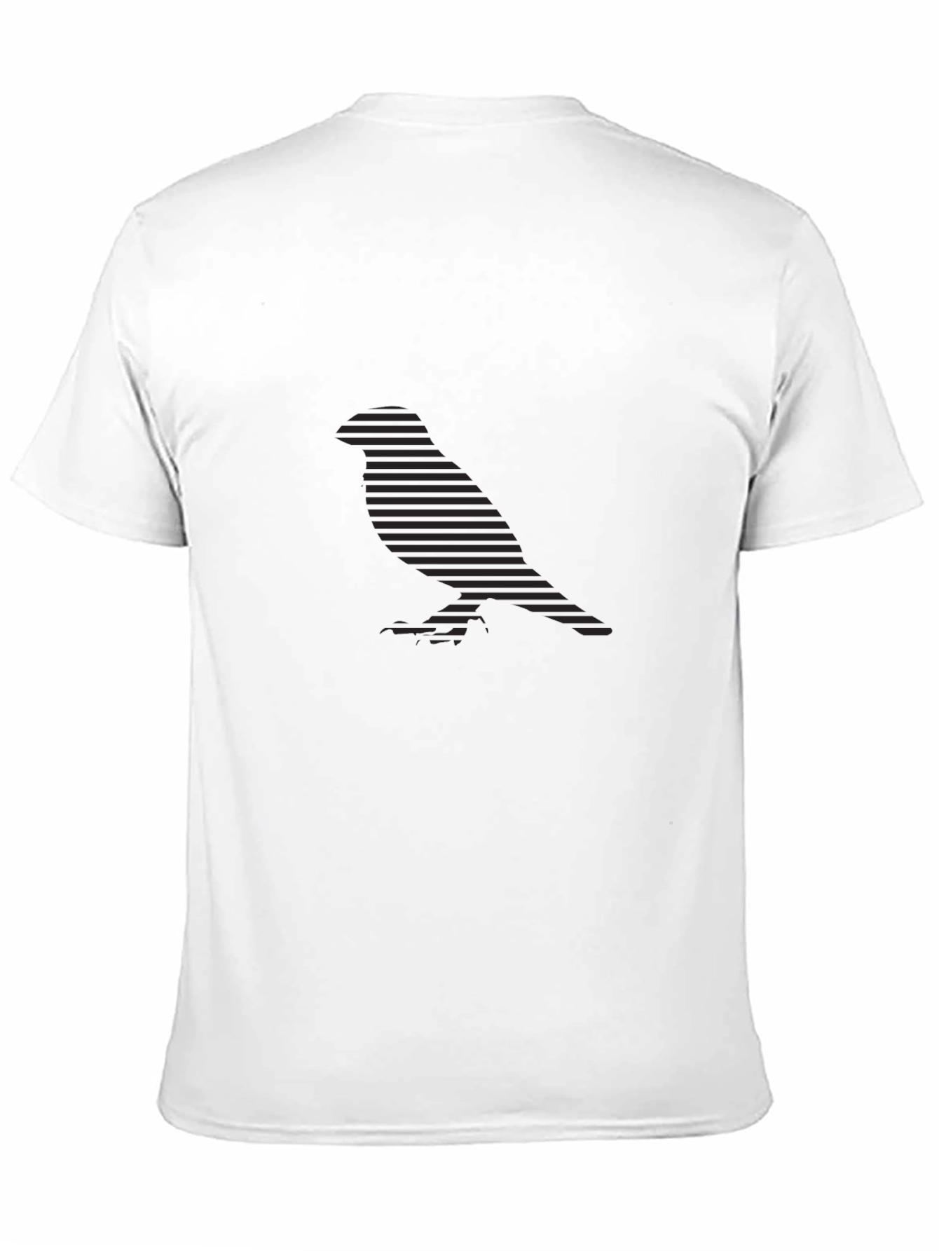 Stylish Striped Bird Silhouette Black Tee