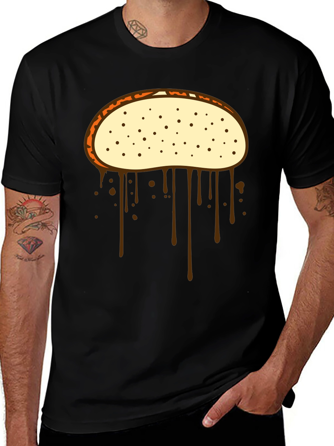 Dripping Donut Graphic Tee - Mens Black T-Shirt