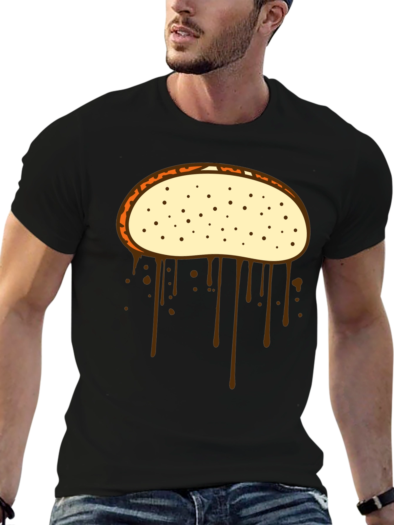 Dripping Donut Graphic Tee - Mens Black T-Shirt