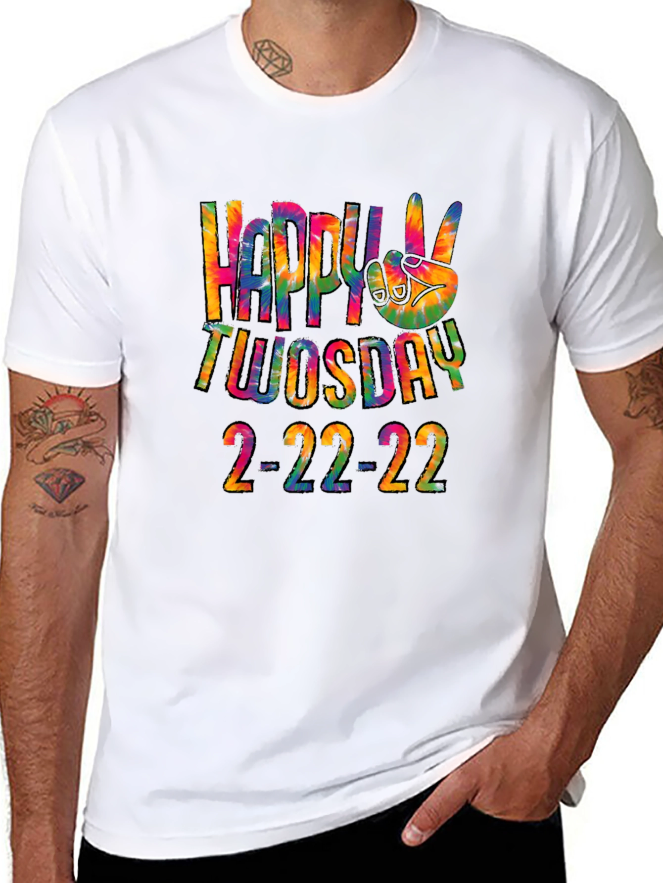 Happy Twosday 2-22-22 Tie-Dye Graphic T-Shirt