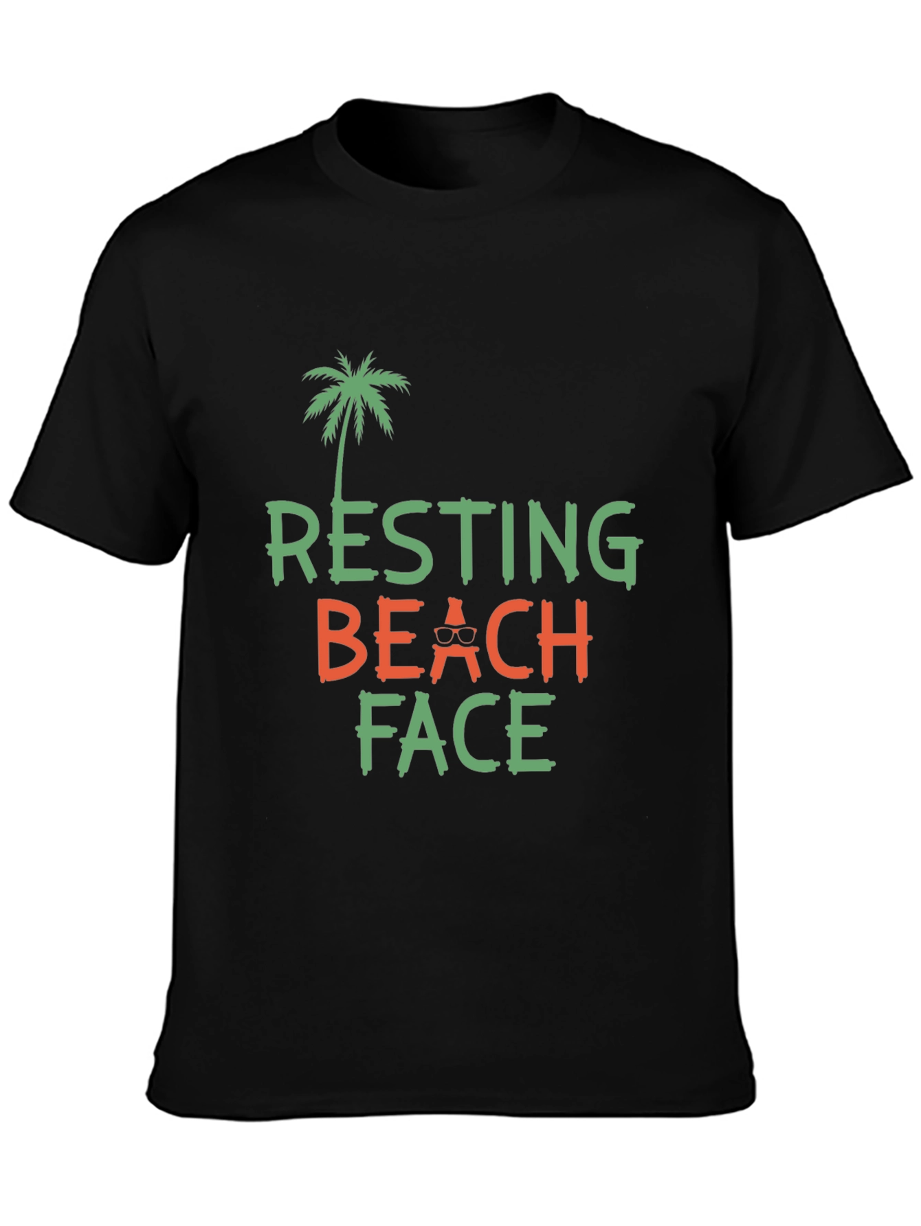 Resting Beach Face Graphic Tee - Black